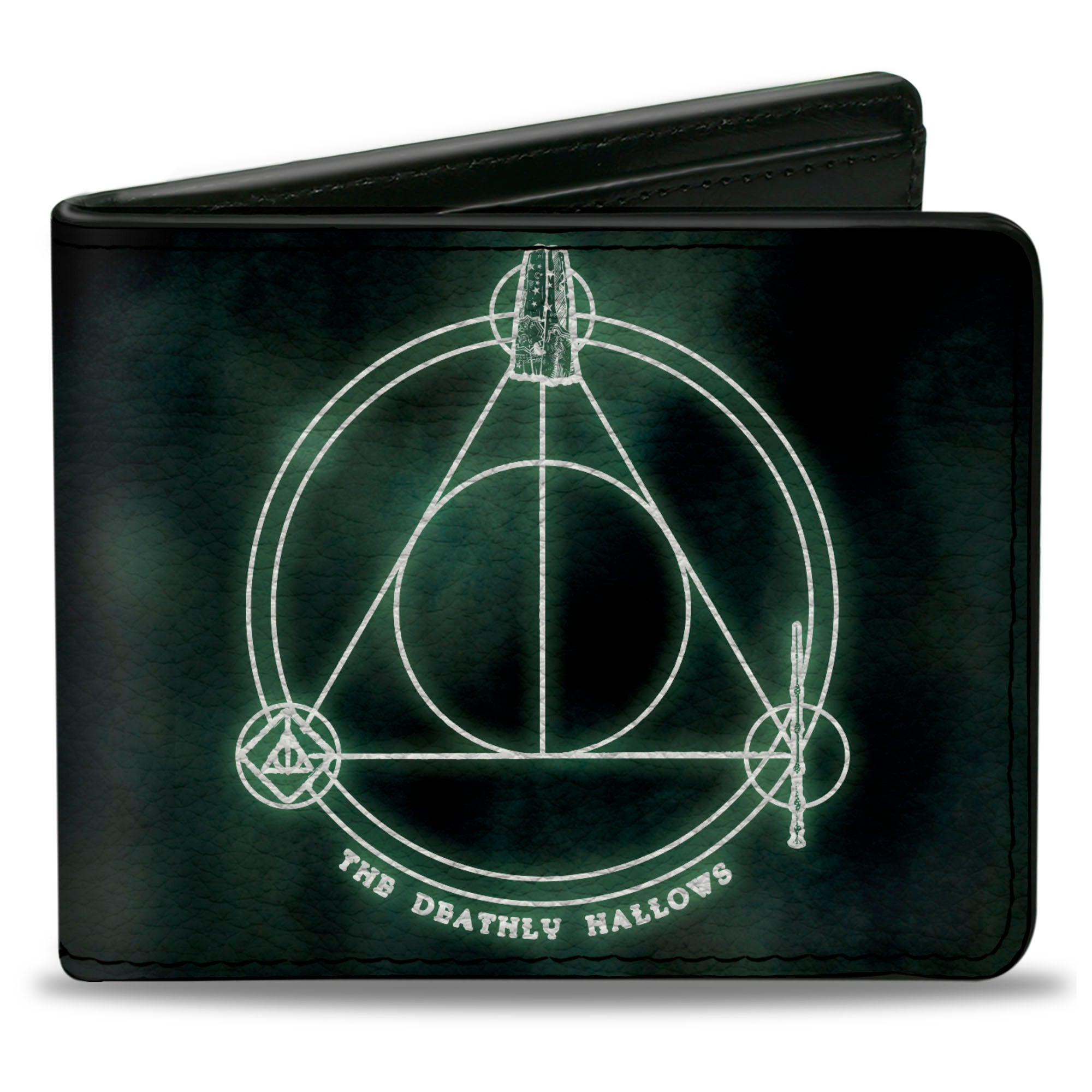 Bi-Fold Wallet - THE DEATHLY HALLOWS Cloak Stone Wand Trinity Black Greens Bi-Fold Wallets Harry Potter