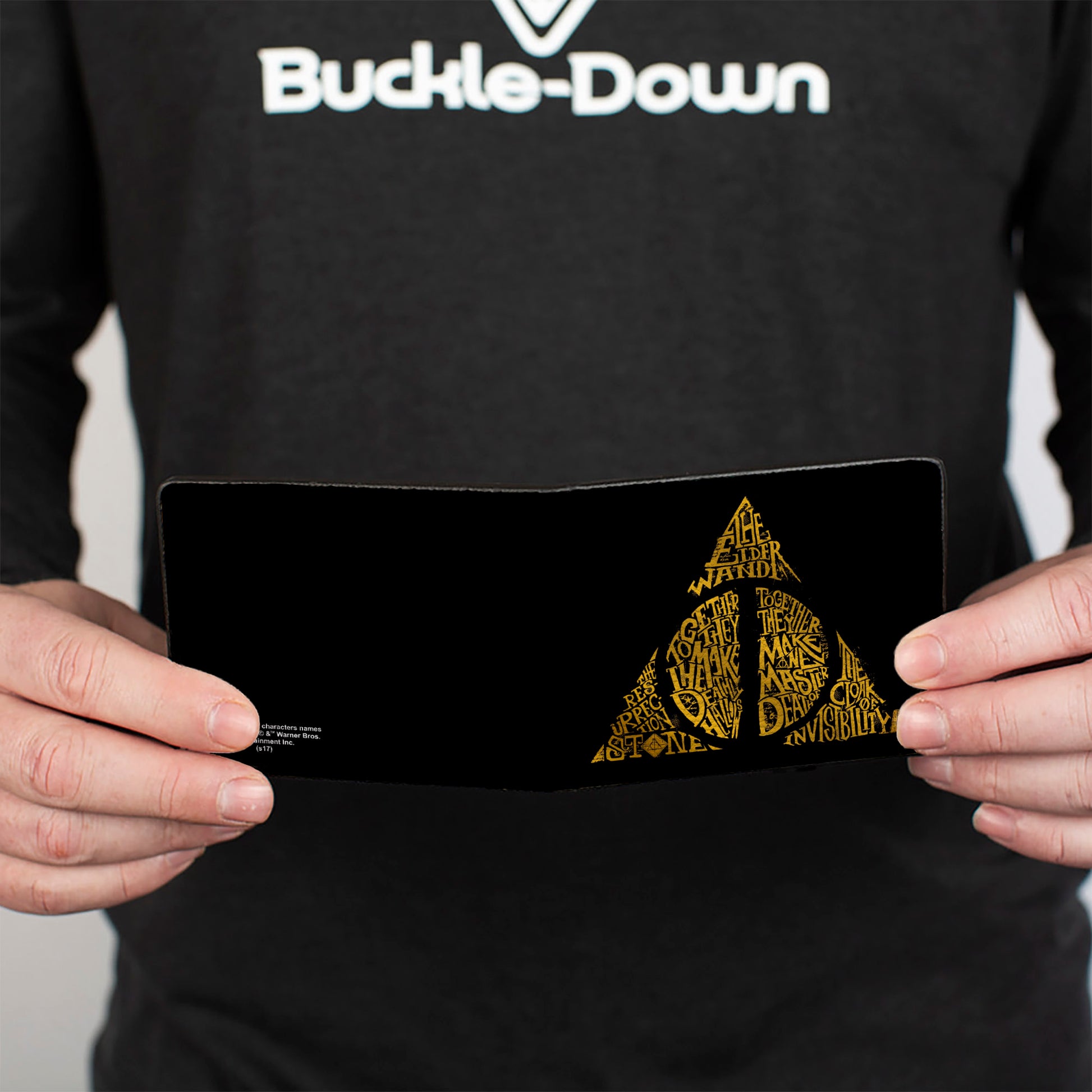 Bi-Fold Wallet - The Deathly Hallows WAND STONE CLOAK MASTER OF DEATH Symbol Black Gold Bi-Fold Wallets Harry Potter