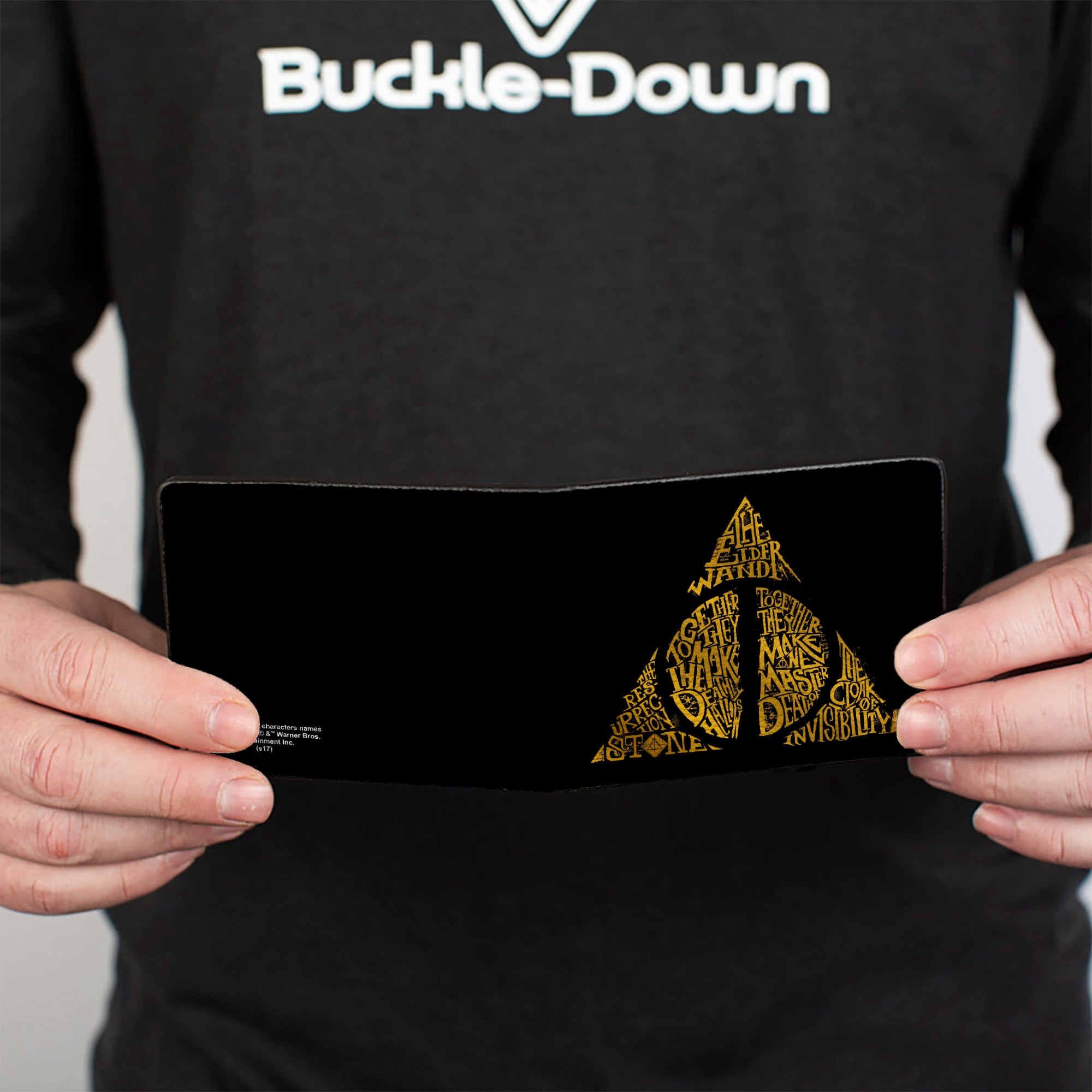 Bi-Fold Wallet - The Deathly Hallows WAND STONE CLOAK MASTER OF DEATH Symbol Black Gold Bi-Fold Wallets Harry Potter