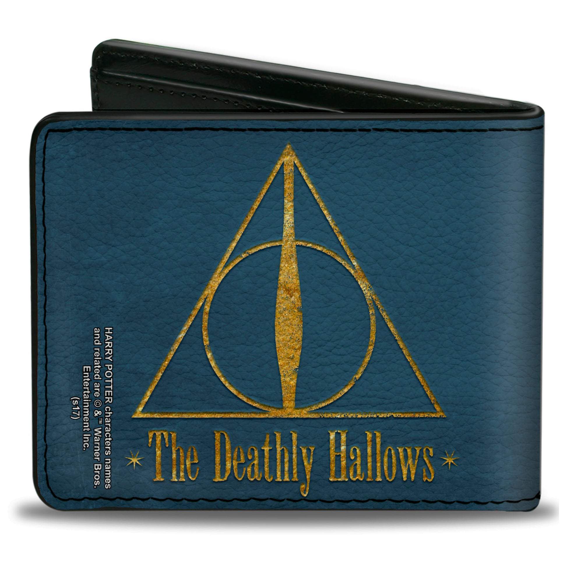 Bi-Fold Wallet - THE DEATHLY HALLOWS Symbol Blue Gold Bi-Fold Wallets Harry Potter