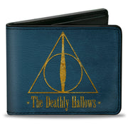 Bi-Fold Wallet - THE DEATHLY HALLOWS Symbol Blue Gold Bi-Fold Wallets Harry Potter