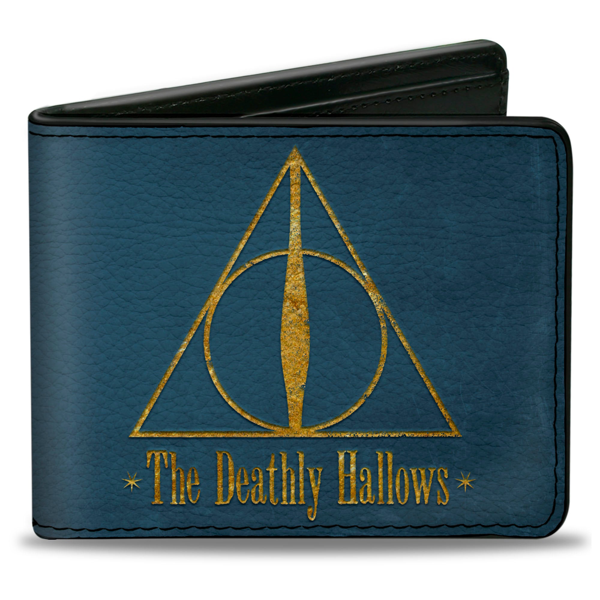 Bi-Fold Wallet - THE DEATHLY HALLOWS Symbol Blue Gold Bi-Fold Wallets Harry Potter