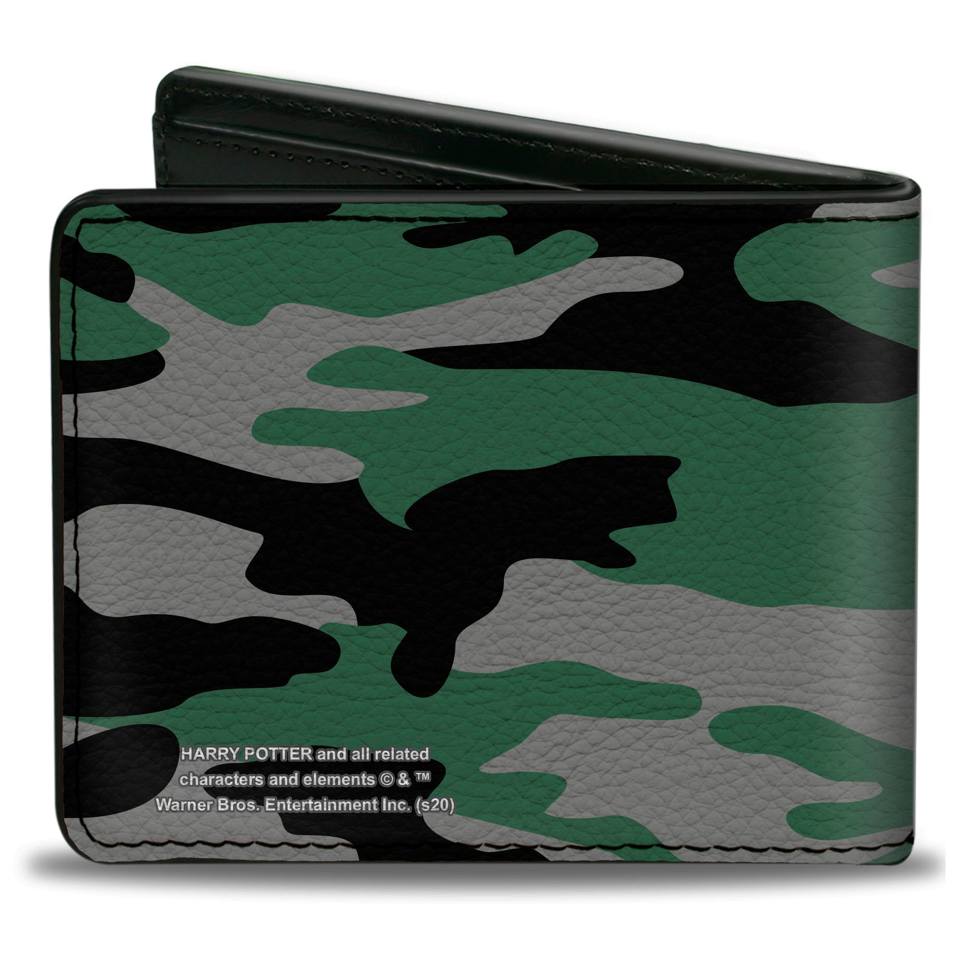 Bi-Fold Wallet - Harry Potter Slytherin Crest Camo Green Gray Black Bi-Fold Wallets Harry Potter