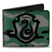 Bi-Fold Wallet - Harry Potter Slytherin Crest Camo Green Gray Black Bi-Fold Wallets Harry Potter