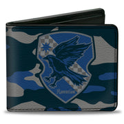 Bi-Fold Wallet - Harry Potter Ravenclaw Crest Camo Blues Grays Bi-Fold Wallets Harry Potter