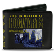 Bi-Fold Wallet - Harry Potter LIFE IS BETTER AT HOGWARTS Scenes Black Yellow Grays Bi-Fold Wallets Harry Potter