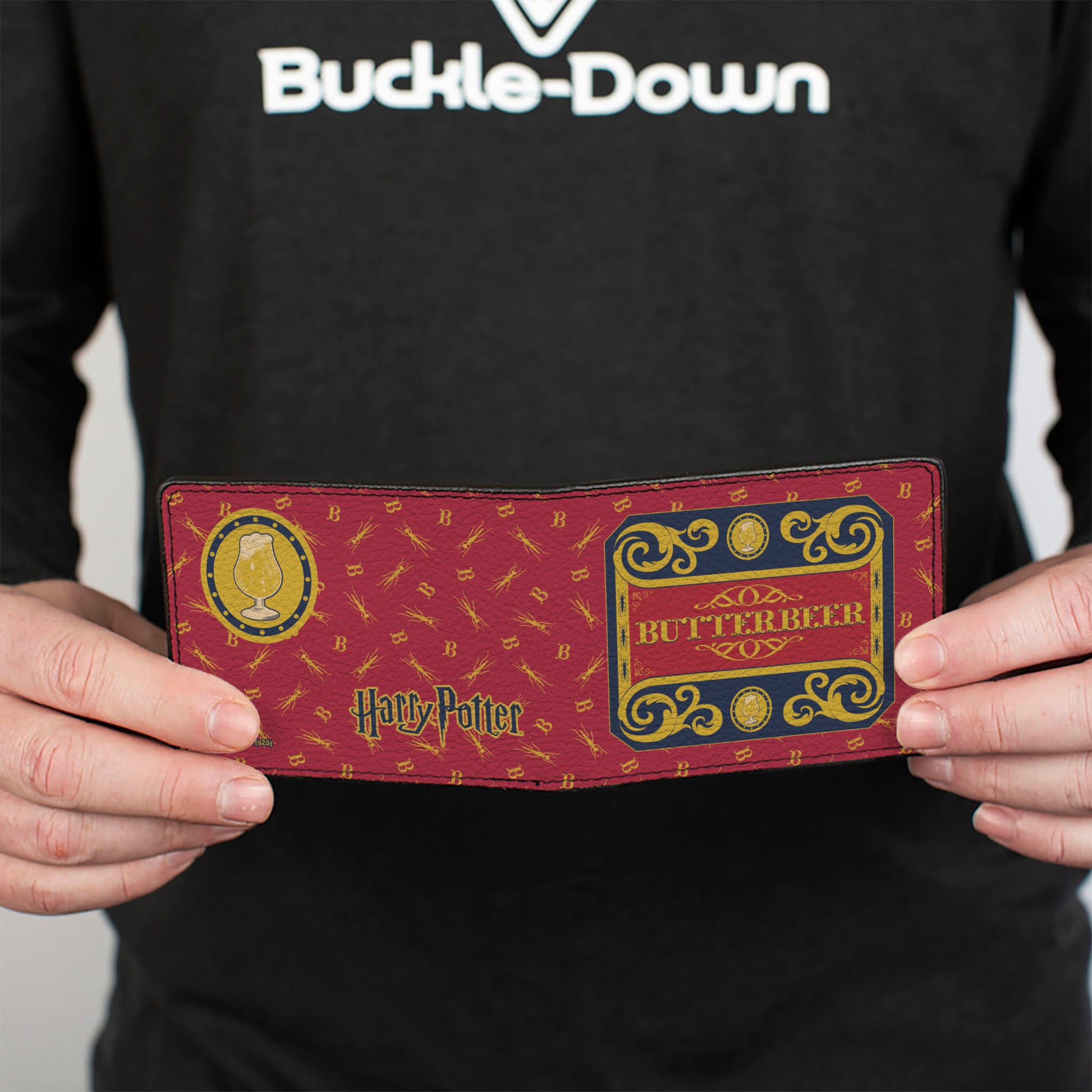 Bi-Fold Wallet - Harry Potter BUTTERBEER Sign and Icons Collage Burgundy/Blue/Yellow Bi-Fold Wallets Harry Potter