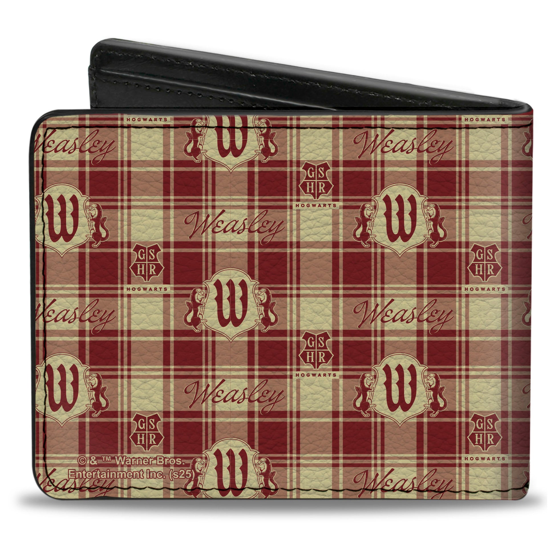 Bi-Fold Wallet - Harry Potter WEASLEY Family House and Crest Plaid Beige/Burgundy Bi-Fold Wallets Harry Potter