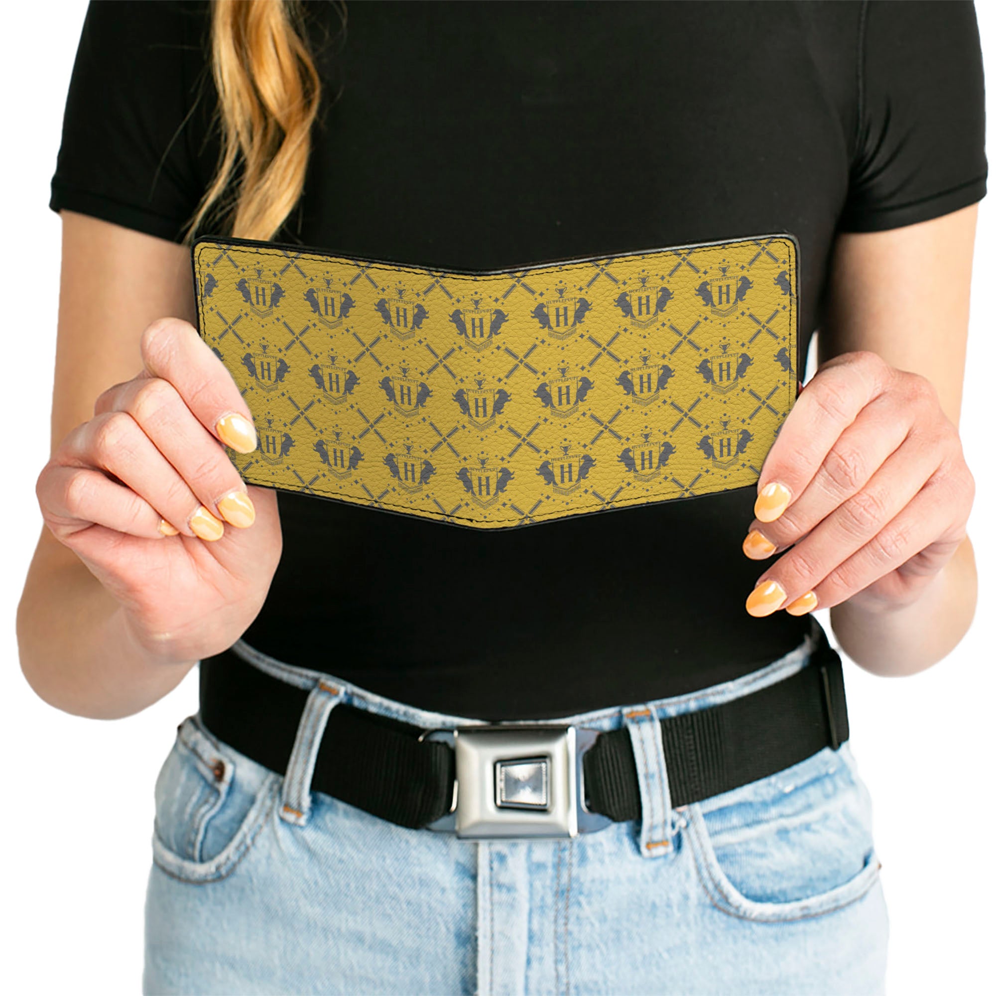 Bi-Fold Wallet - Harry Potter Hufflepuff House Pride Banner Yellow/Gray Bi-Fold Wallets Harry Potter