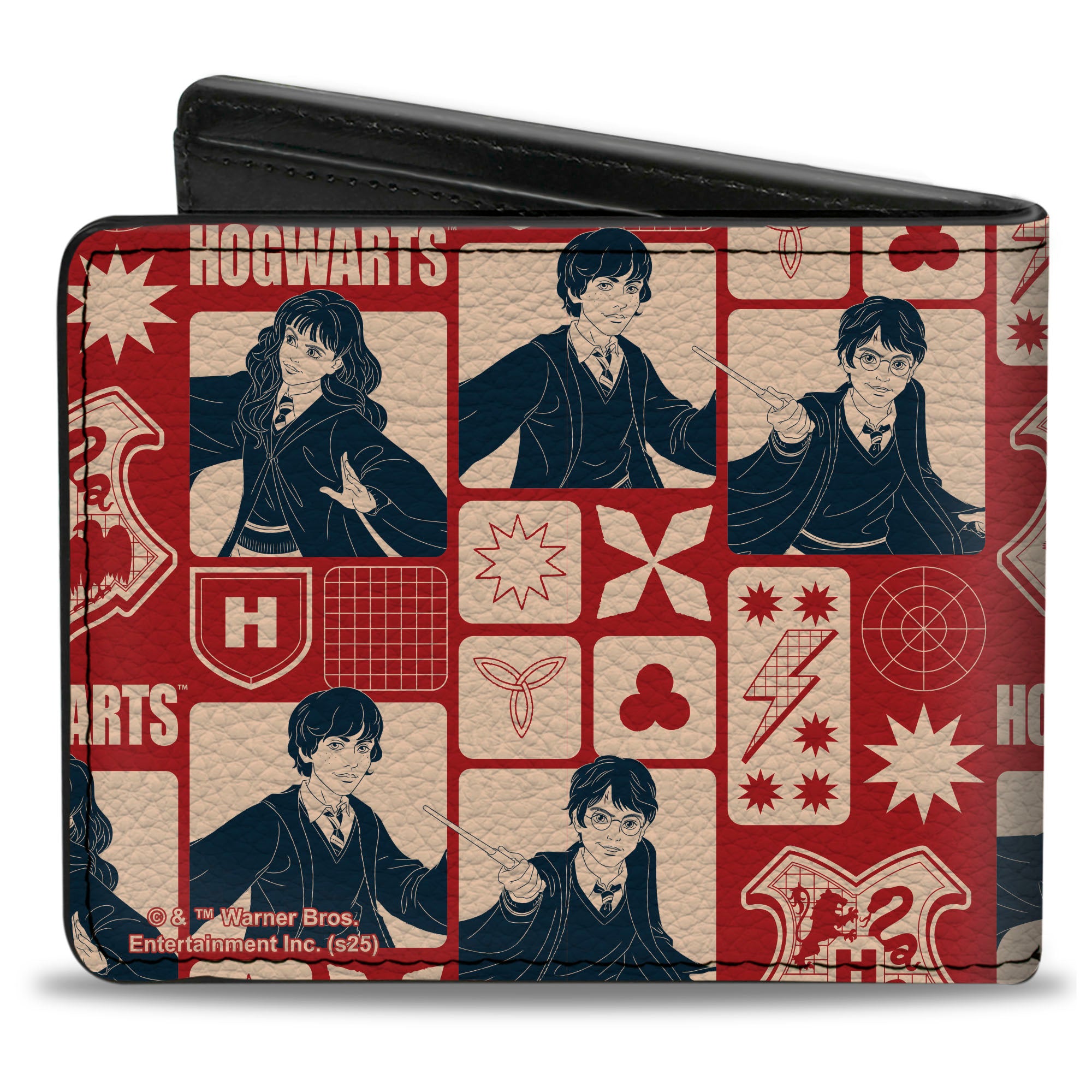 Bi-Fold Wallet - Harry Potter HOGWARTS The Golden Trio Magic Collage Reds Bi-Fold Wallets Harry Potter