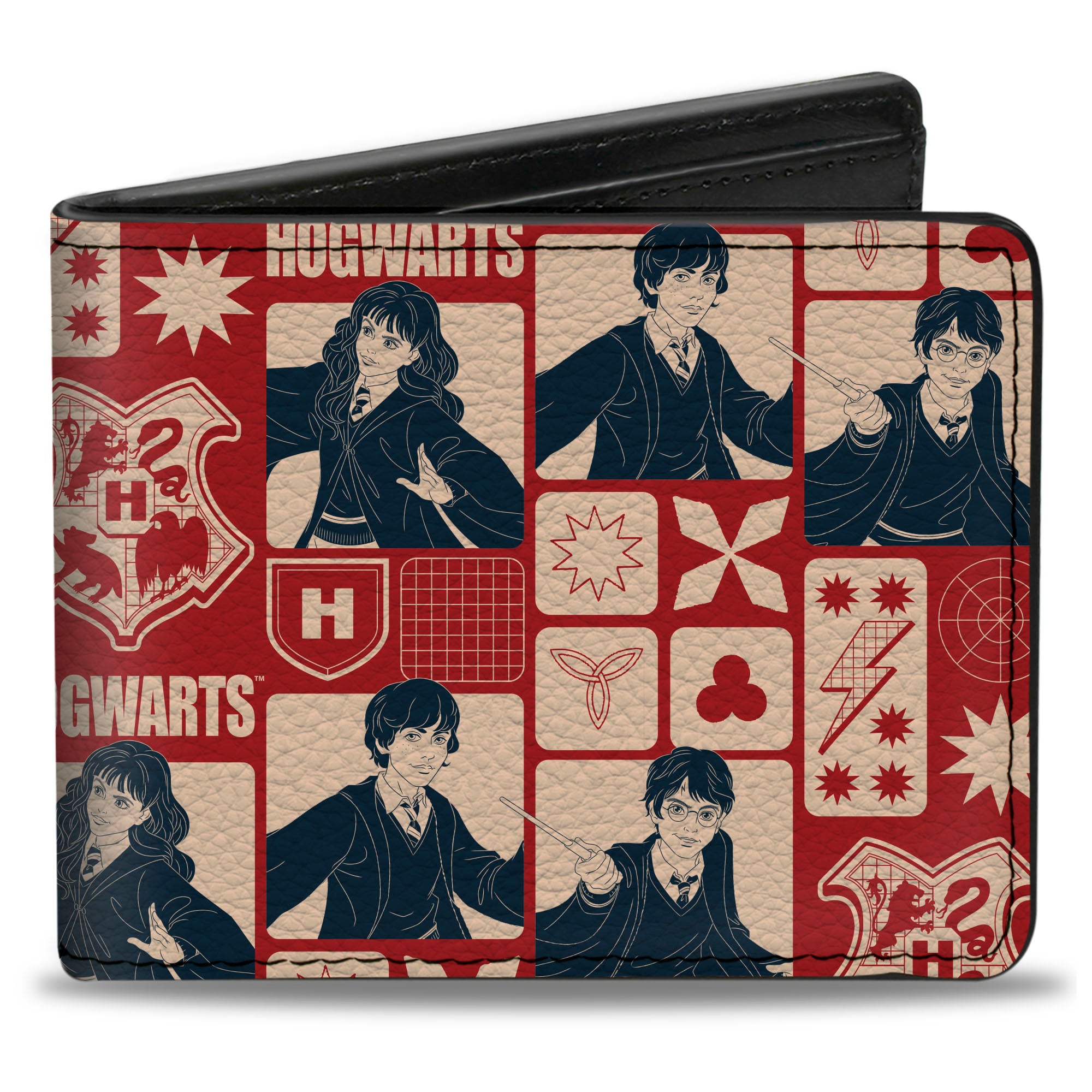 Bi-Fold Wallet - Harry Potter HOGWARTS The Golden Trio Magic Collage Reds Bi-Fold Wallets Harry Potter