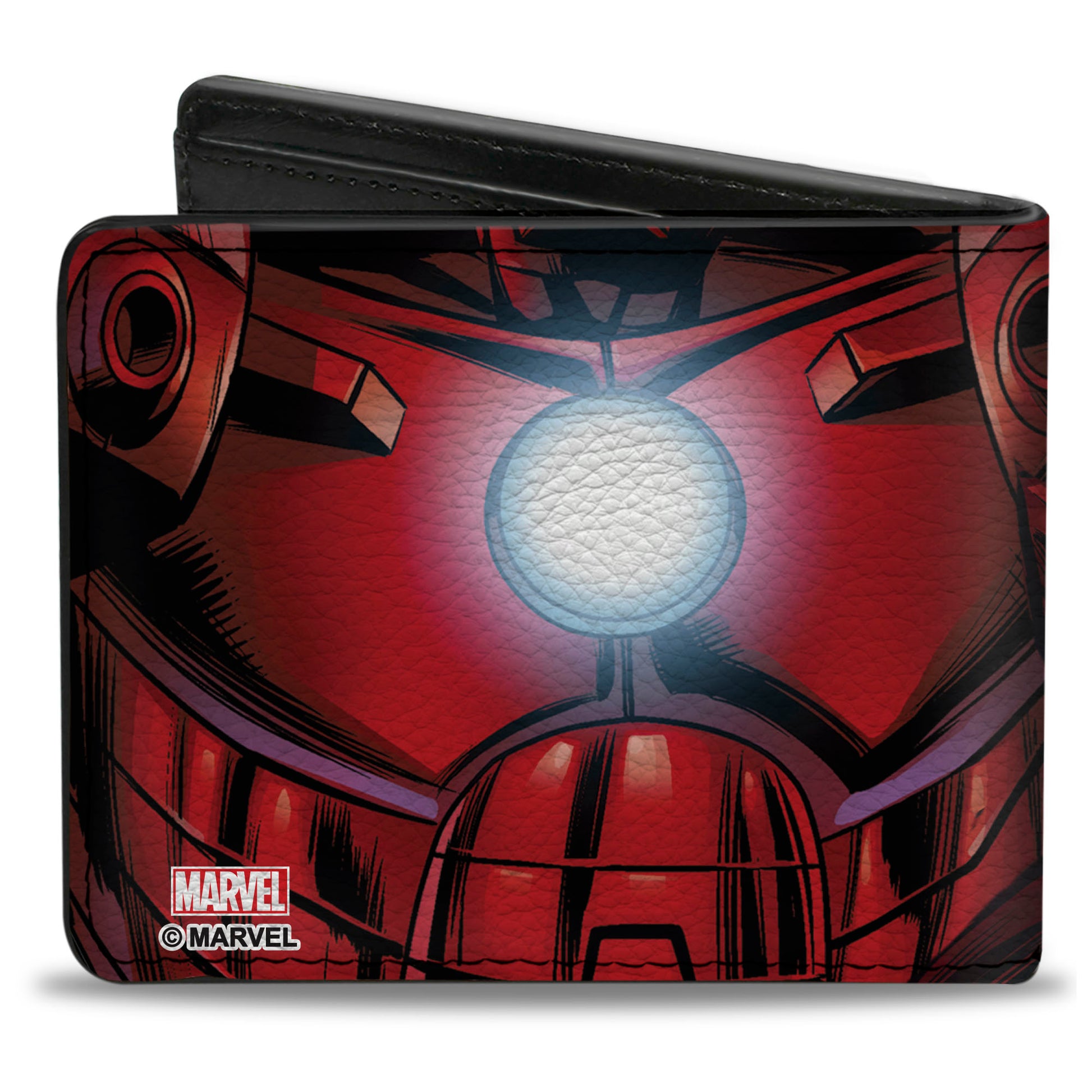 MARVEL AVENGERS Bi-Fold Wallet - Iron Man Face + Chest Arc Reactor CLOSE-UP Bi-Fold Wallets Marvel Comics