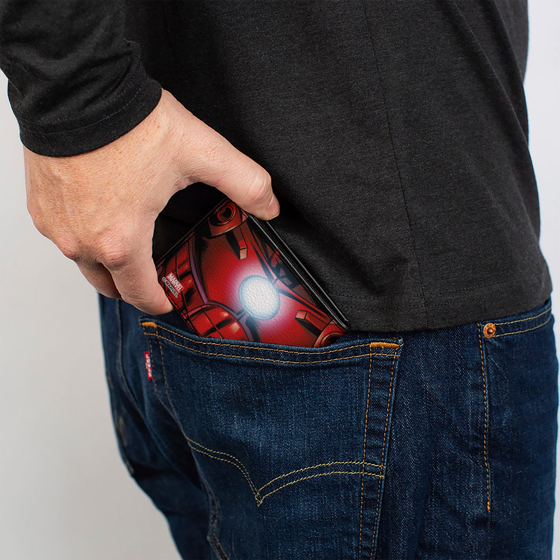 MARVEL AVENGERS Bi-Fold Wallet - Iron Man Face + Chest Arc Reactor CLOSE-UP Bi-Fold Wallets Marvel Comics