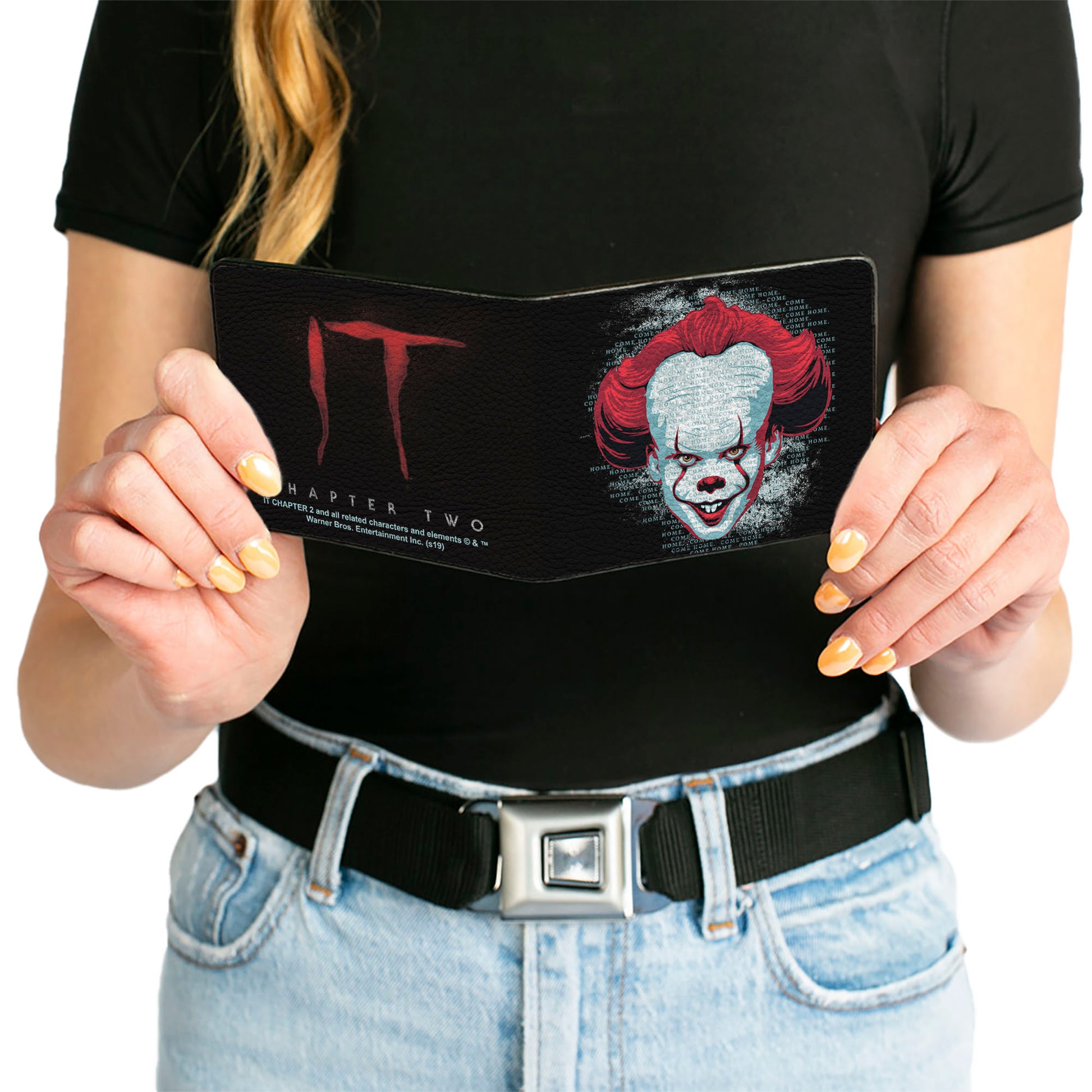 Bi-Fold Wallet - IT CHAPTER TWO Pennywise Face + Logo Black Red Blues Bi-Fold Wallets IT