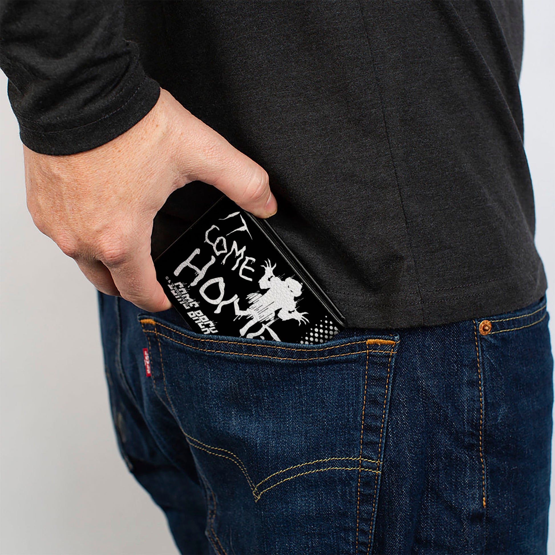 Bi-Fold Wallet - IT Pennywise Face Close-Up COME HOME Black/White Bi-Fold Wallets IT