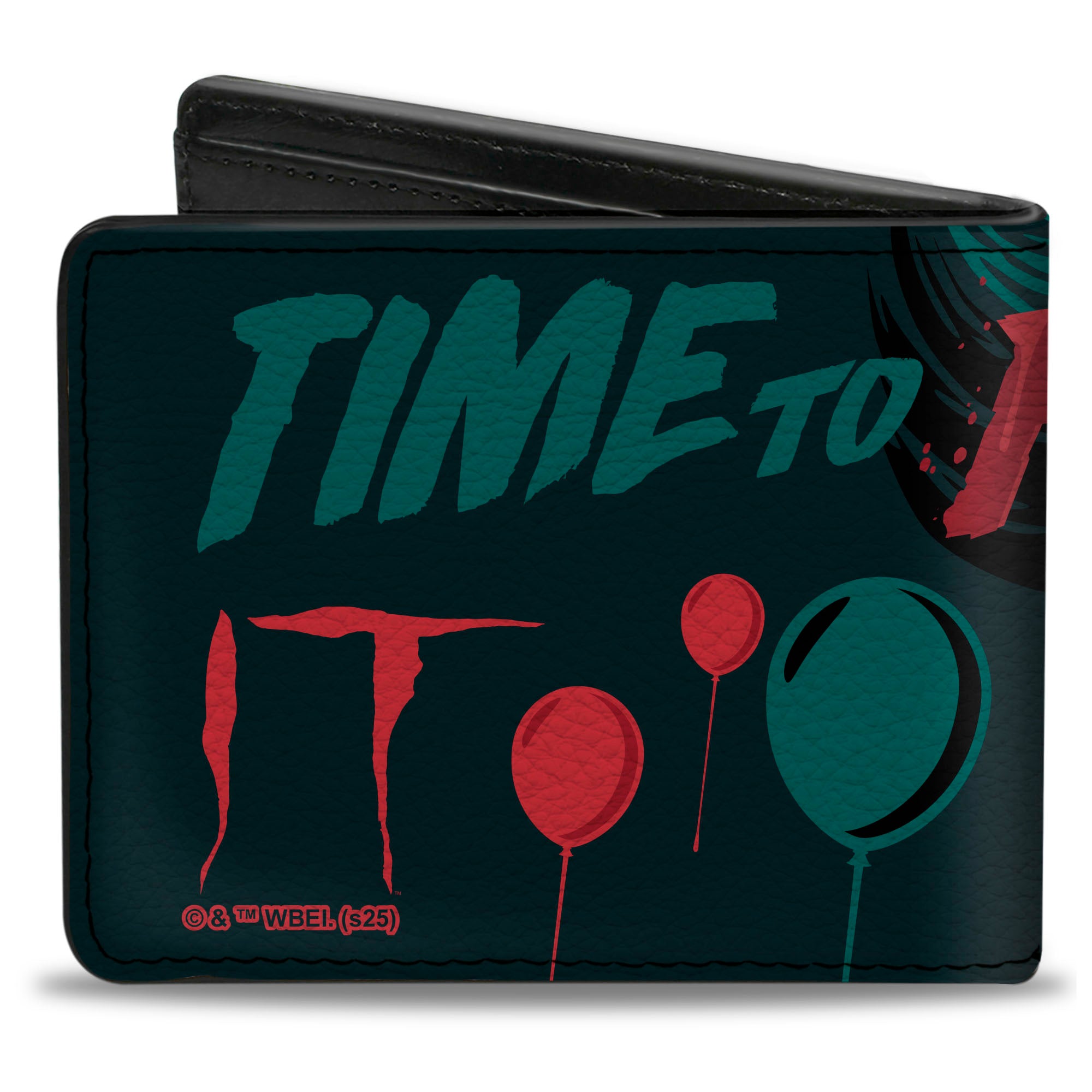 Bi-Fold Wallet - IT Pennywise Face and Balloons TIME TO FLOAT Blues/Reds Bi-Fold Wallets IT
