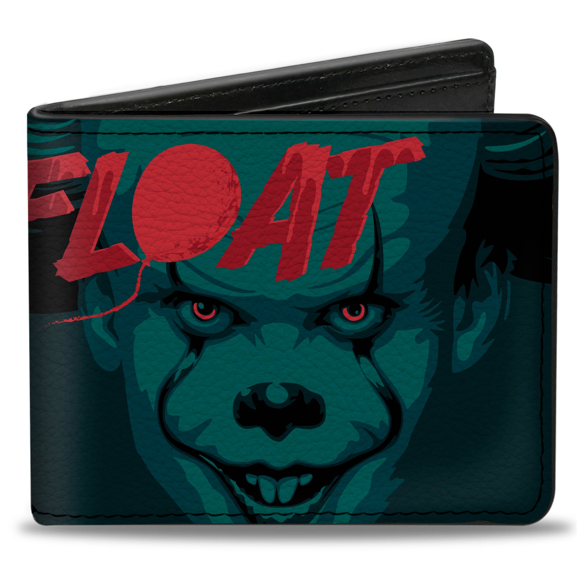 Bi-Fold Wallet - IT Pennywise Face and Balloons TIME TO FLOAT Blues/Reds Bi-Fold Wallets IT