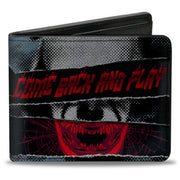 Bi-Fold Wallet - IT Chapter Two Pennywise COME BACK AND PLAY Collage Black White Reds Blues Bi-Fold Wallets IT