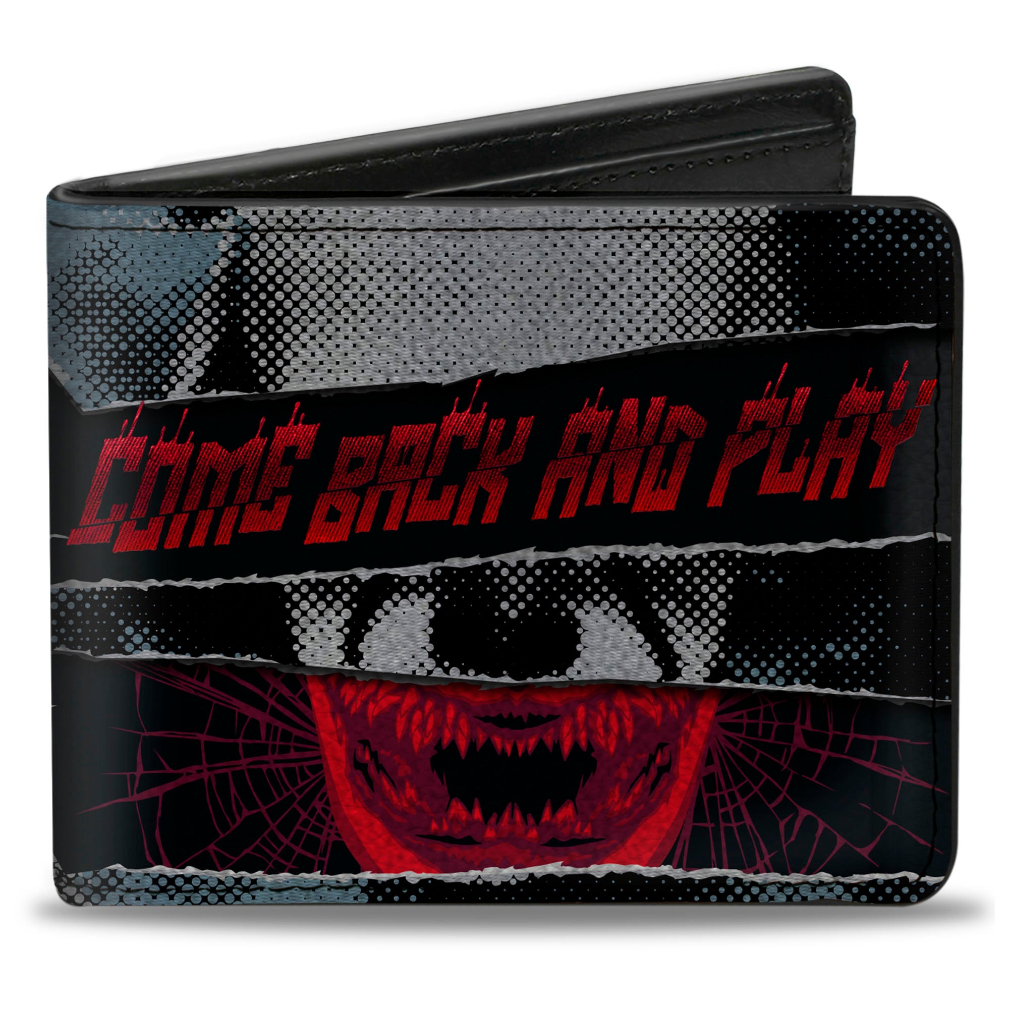 Bi-Fold Wallet - IT Chapter Two Pennywise COME BACK AND PLAY Collage Black White Reds Blues Bi-Fold Wallets IT