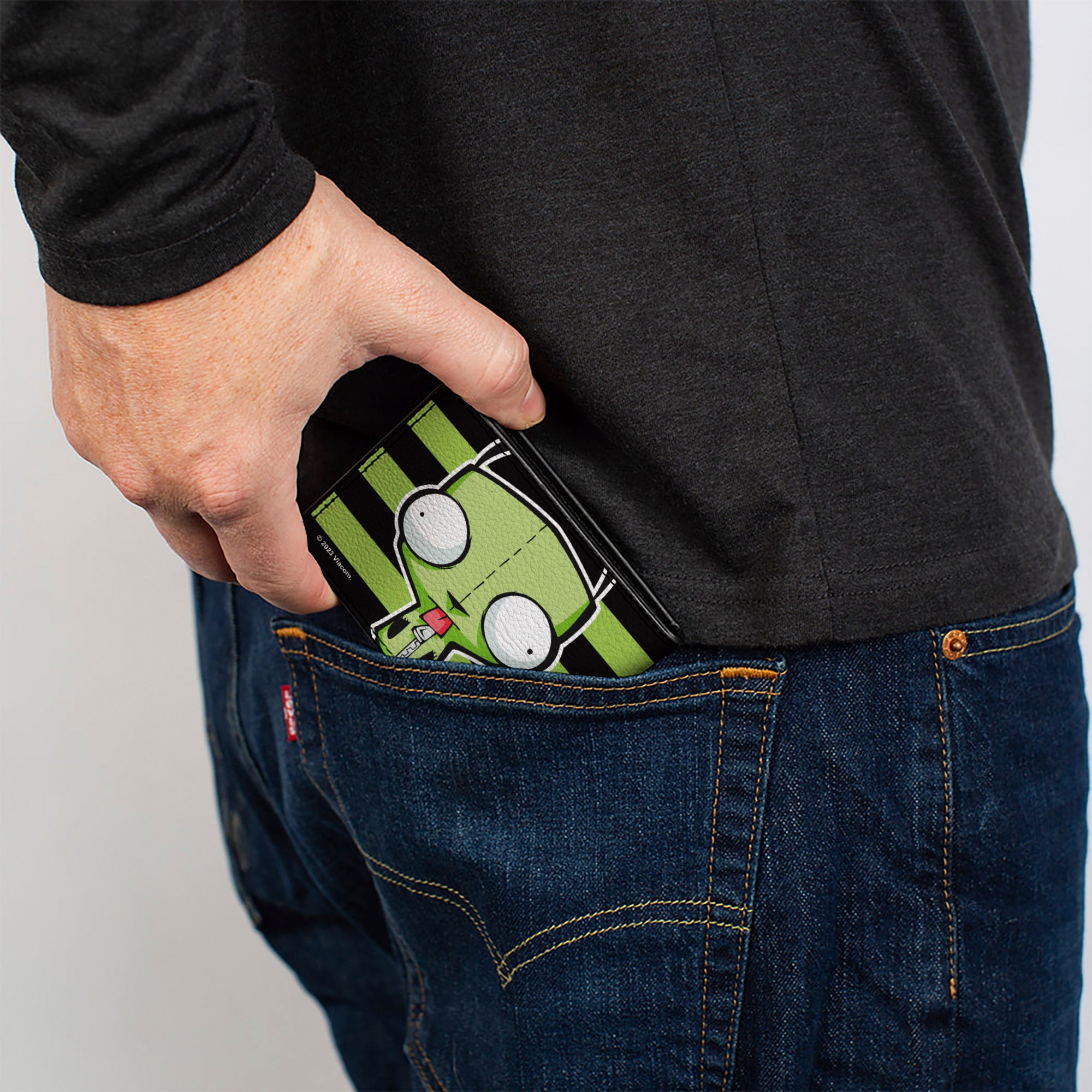Bi-Fold Wallet - Invader Zim GIR Pose Stripe Green/Black Bi-Fold Wallets Invader Zim