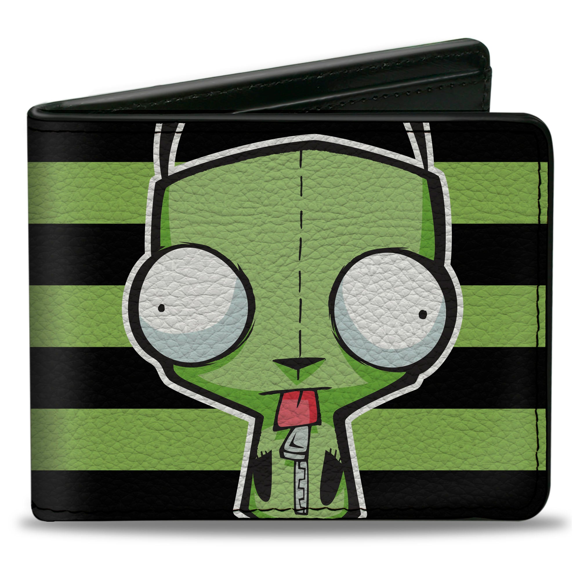Bi-Fold Wallet - Invader Zim GIR Pose Stripe Green/Black Bi-Fold Wallets Invader Zim