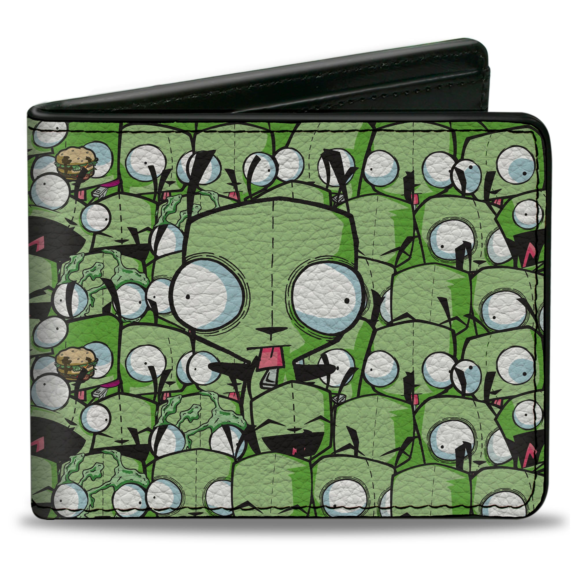 Bi-Fold Wallet - Invader Zim GIR Poses Stacked Greens Bi-Fold Wallets Invader Zim