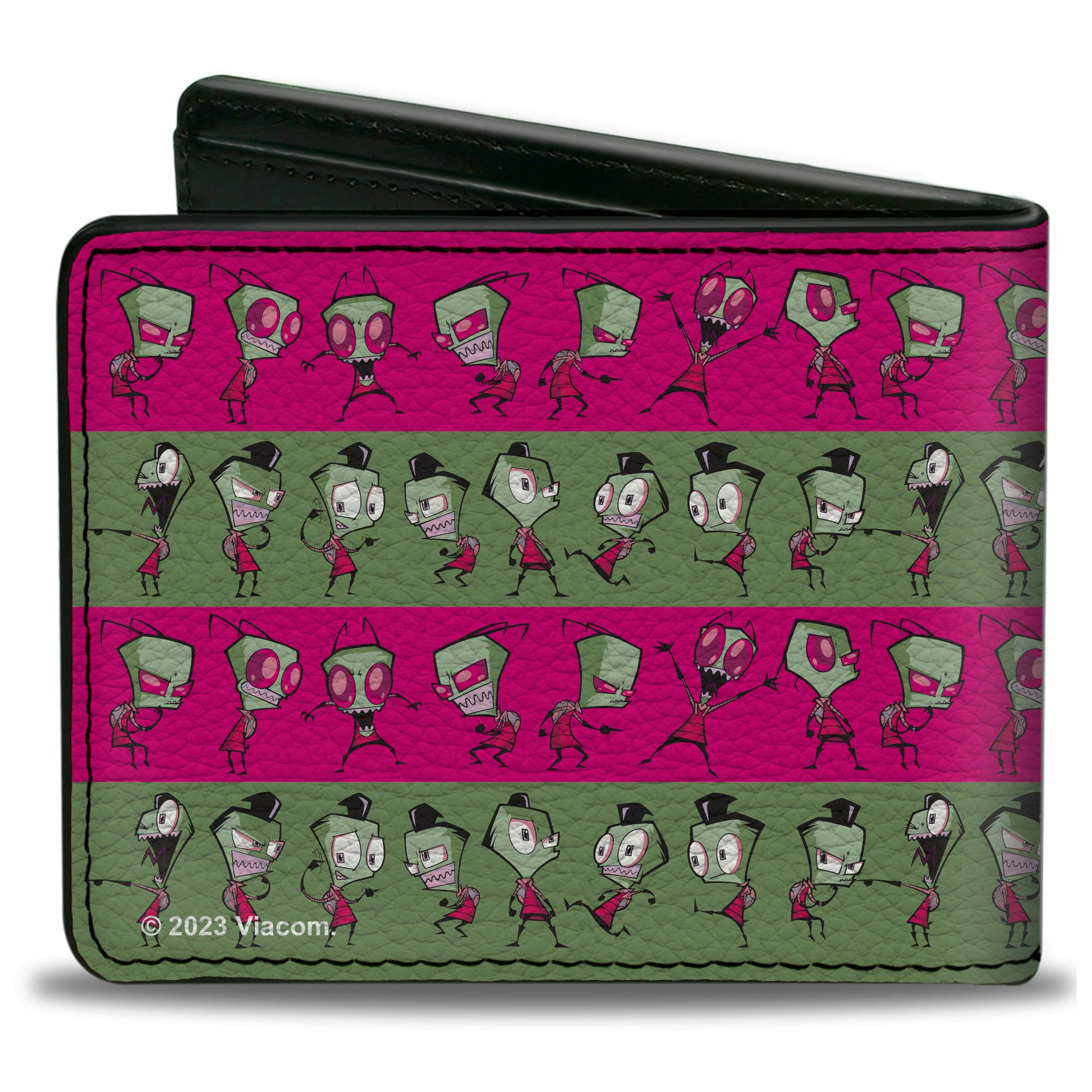 Bi-Fold Wallet - Invader Zim and Human Disguise Poses Stripe Pink/Green Bi-Fold Wallets Invader Zim