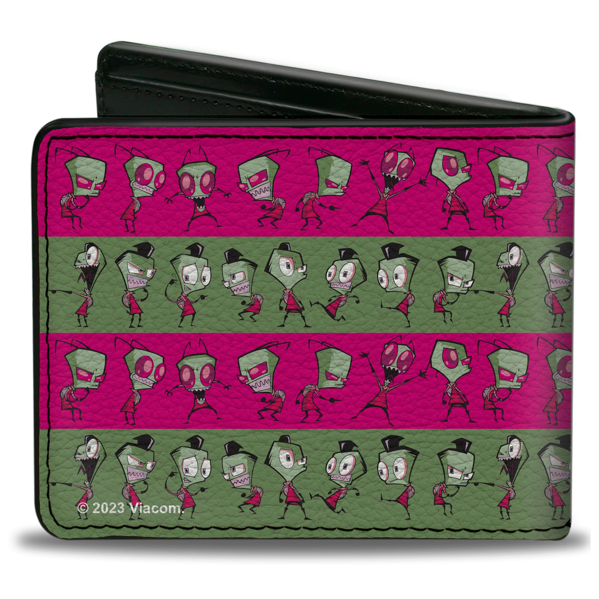 Bi-Fold Wallet - Invader Zim and Human Disguise Poses Stripe Pink/Green Bi-Fold Wallets Invader Zim