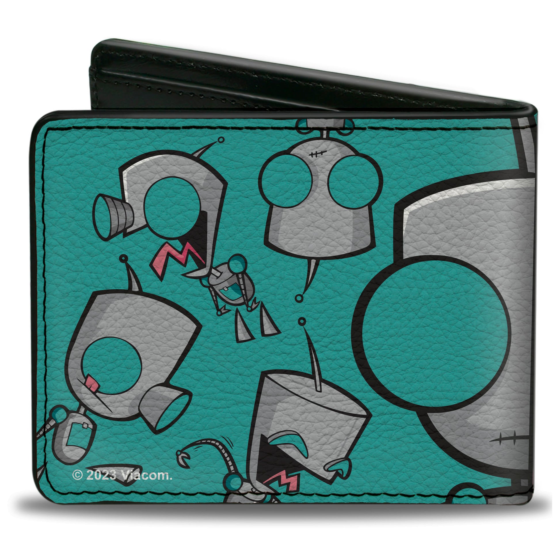 Bi-Fold Wallet - Invader Zim GIR Split Close-Up and Poses Blue/Green Bi-Fold Wallets Invader Zim
