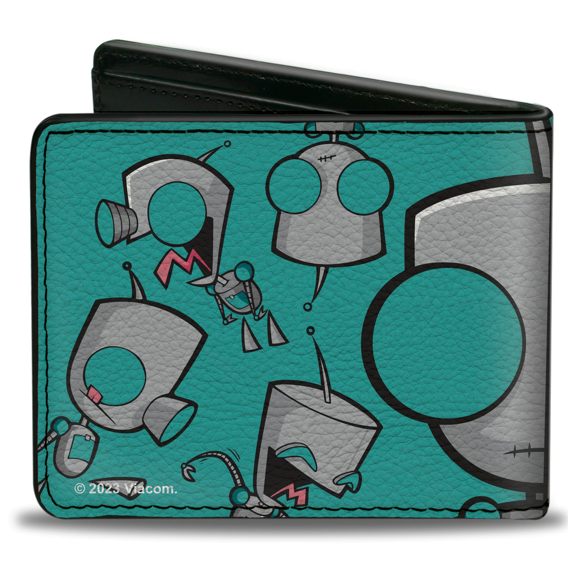 Bi-Fold Wallet - Invader Zim GIR Split Close-Up and Poses Blue/Green Bi-Fold Wallets Invader Zim
