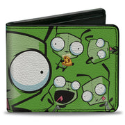 Bi-Fold Wallet - Invader Zim GIR Split Close-Up and Poses Blue/Green Bi-Fold Wallets Invader Zim