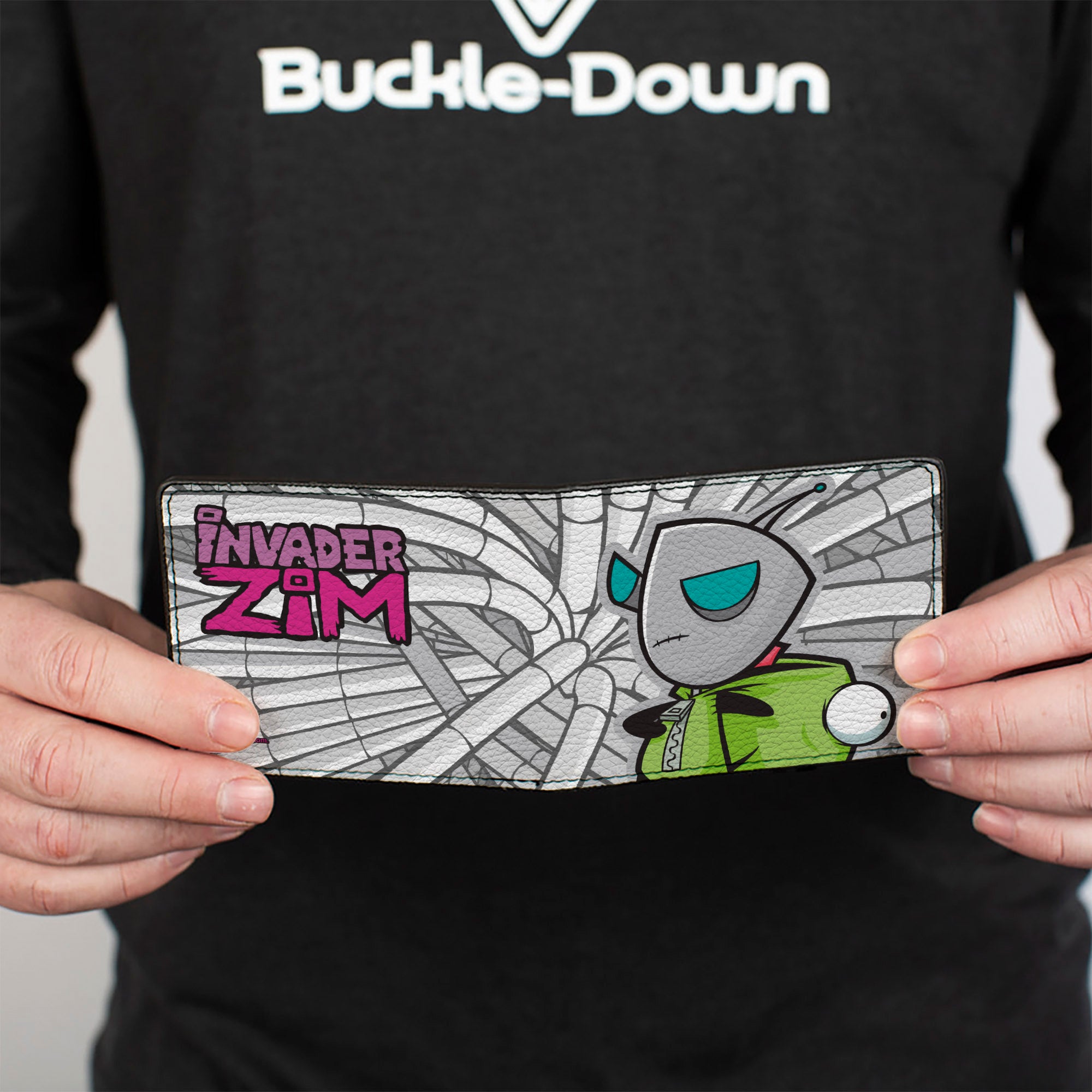 Bi-Fold Wallet - INVADER ZIM GIR with Hood Down Pose Hoses Grays Bi-Fold Wallets Invader Zim