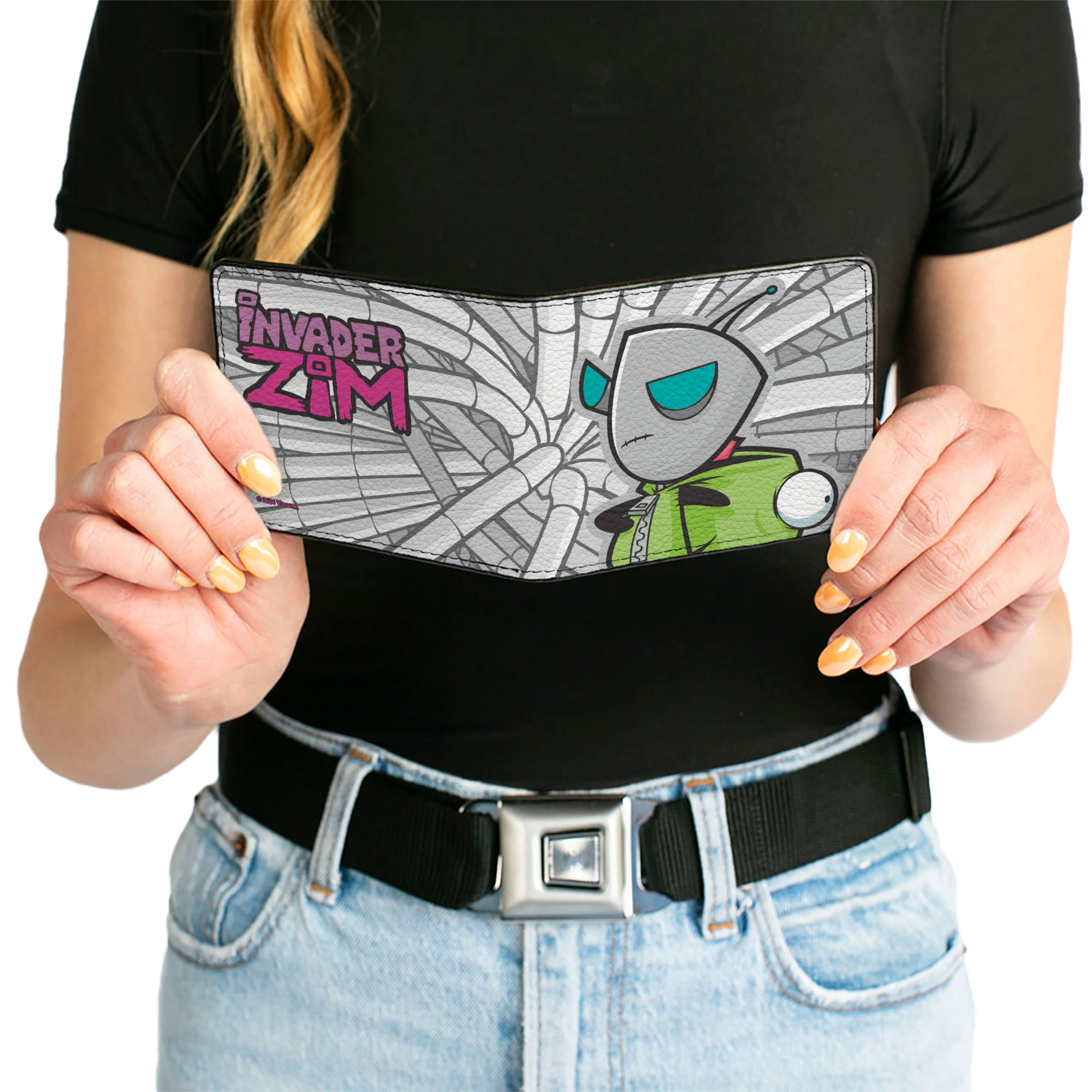 Bi-Fold Wallet - INVADER ZIM GIR with Hood Down Pose Hoses Grays Bi-Fold Wallets Invader Zim