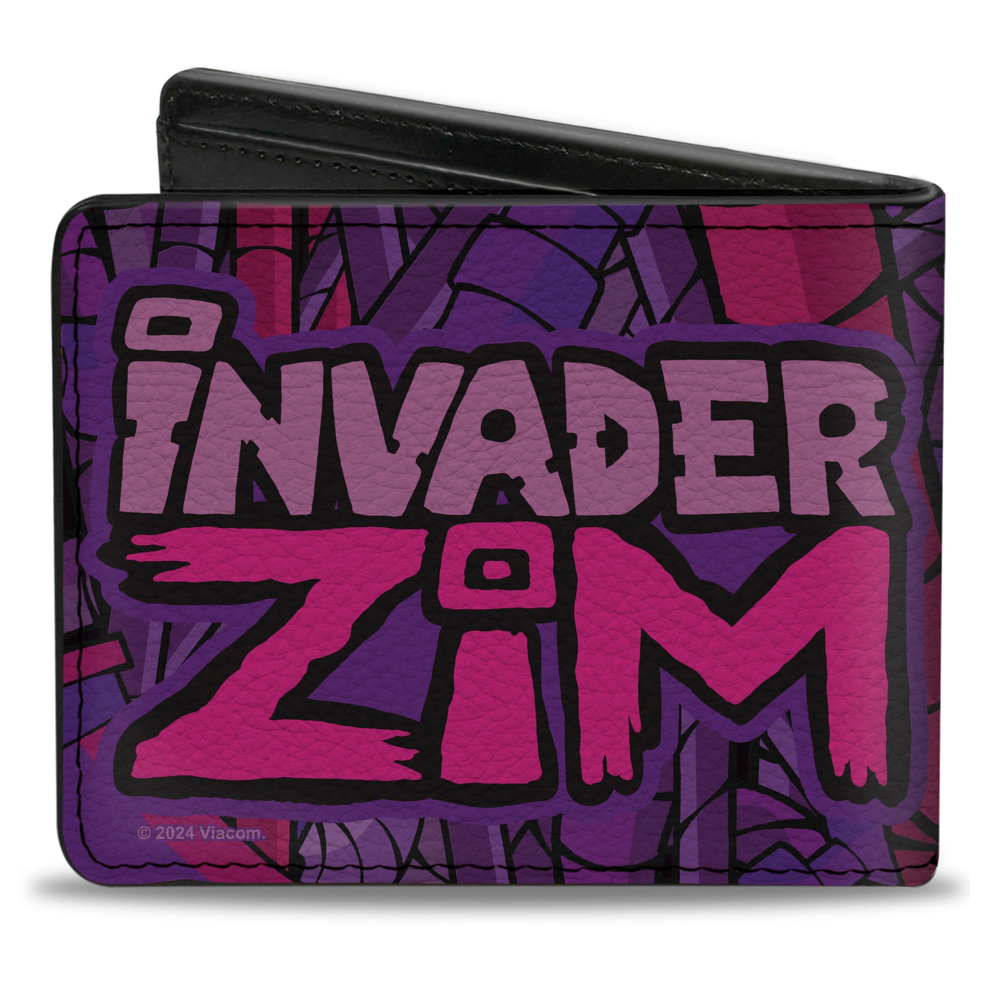 Bi-Fold Wallet - INVADER ZIM and GIR Voot Cruiser Pose and Title Logo Purples/Pinks Bi-Fold Wallets Invader Zim