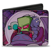 Bi-Fold Wallet - INVADER ZIM and GIR Voot Cruiser Pose and Title Logo Purples/Pinks Bi-Fold Wallets Invader Zim