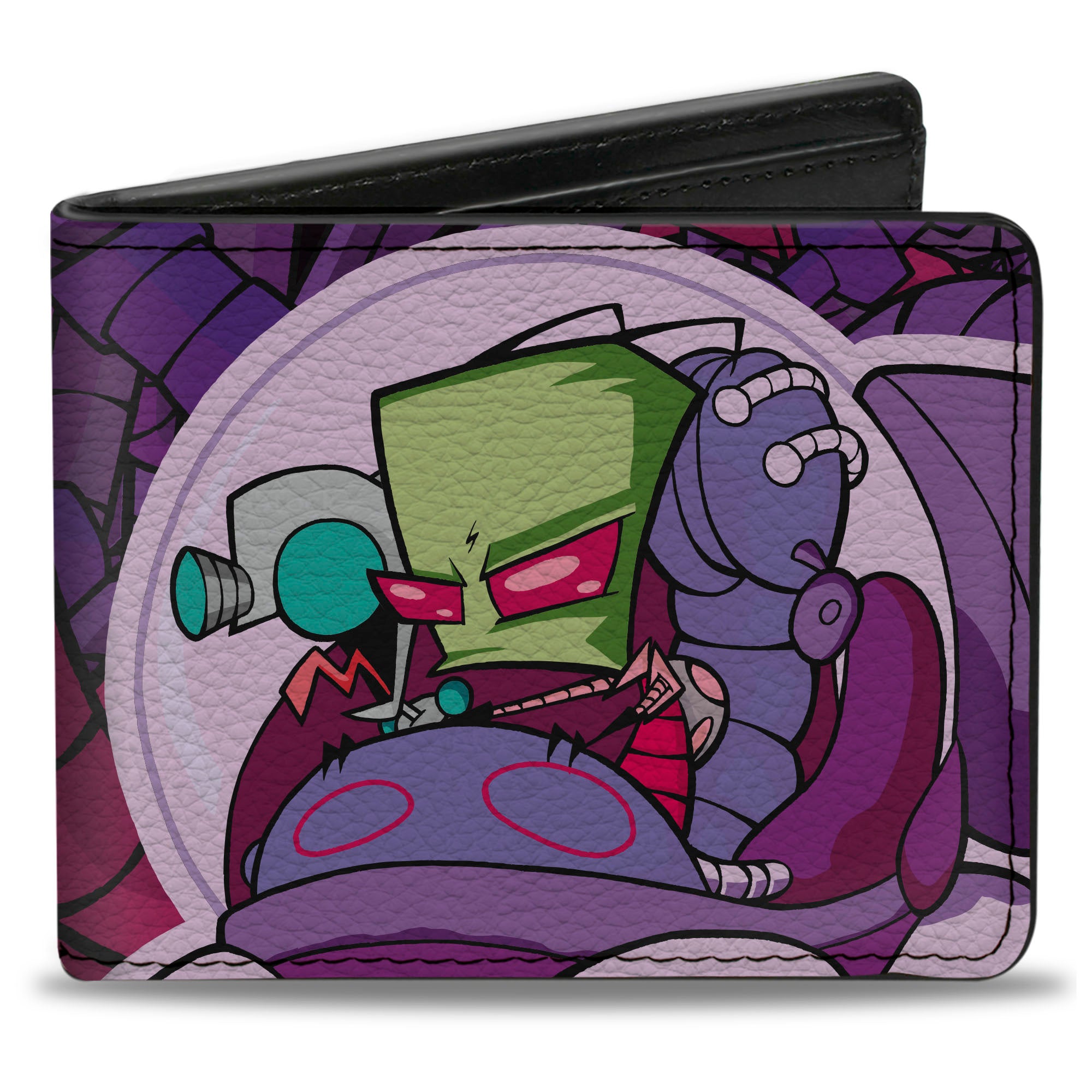 Bi-Fold Wallet - INVADER ZIM and GIR Voot Cruiser Pose and Title Logo Purples/Pinks Bi-Fold Wallets Invader Zim