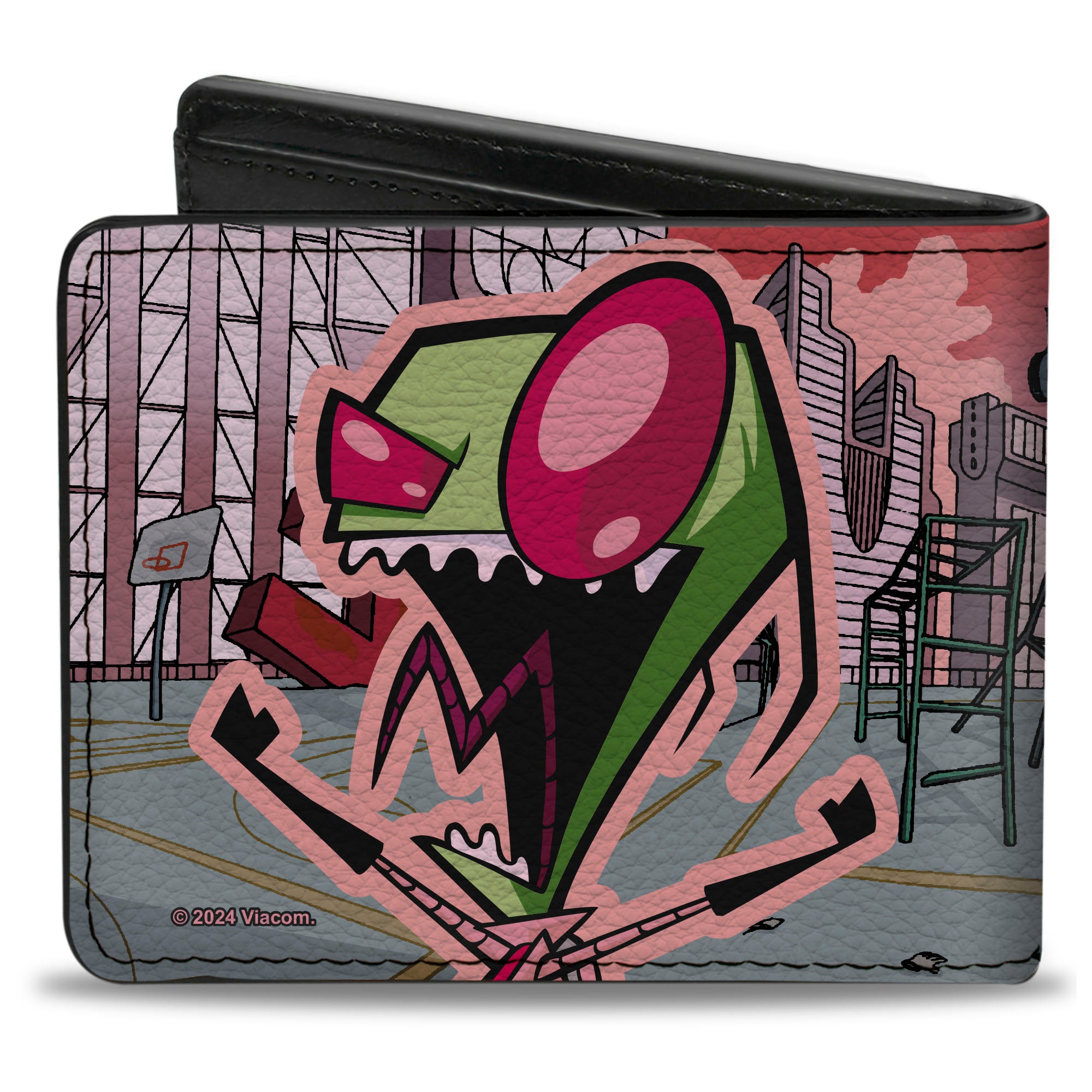 Bi-Fold Wallet - Invader Zim and GIR Dog Rooftop Scene Bi-Fold Wallets Invader Zim