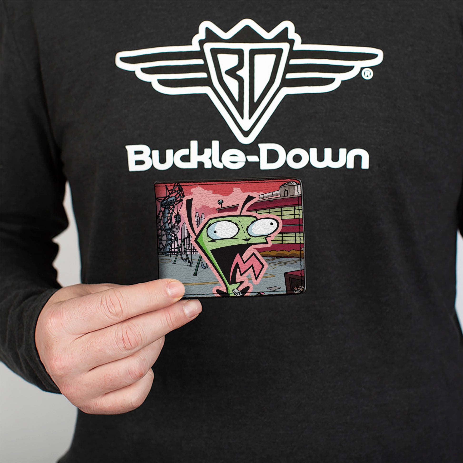 Bi-Fold Wallet - Invader Zim and GIR Dog Rooftop Scene Bi-Fold Wallets Invader Zim