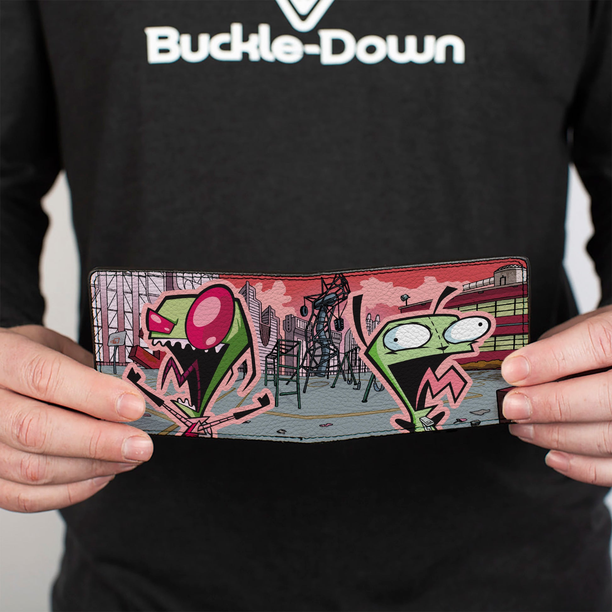 Bi-Fold Wallet - Invader Zim and GIR Dog Rooftop Scene Bi-Fold Wallets Invader Zim