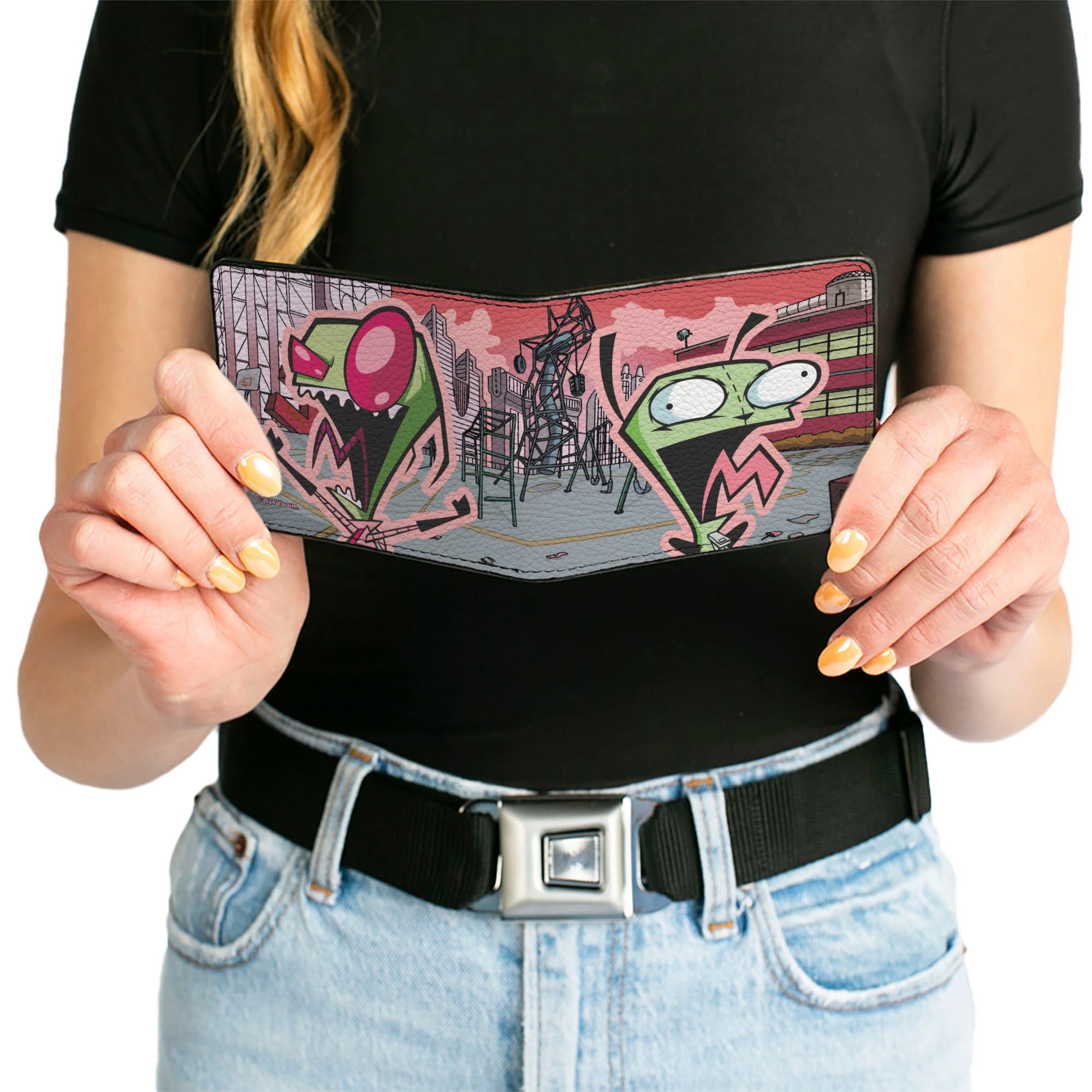 Bi-Fold Wallet - Invader Zim and GIR Dog Rooftop Scene Bi-Fold Wallets Invader Zim