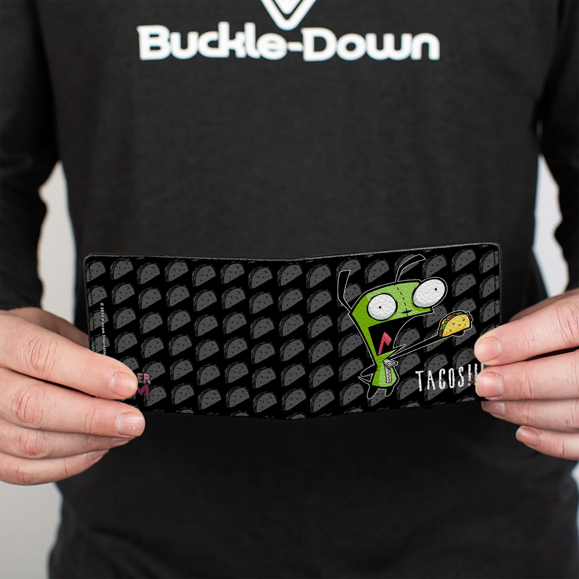 Bi-Fold Wallet - Invader Zim GIR TACOS!!! Pose Taco Monogram Black/Gray Bi-Fold Wallets Invader Zim