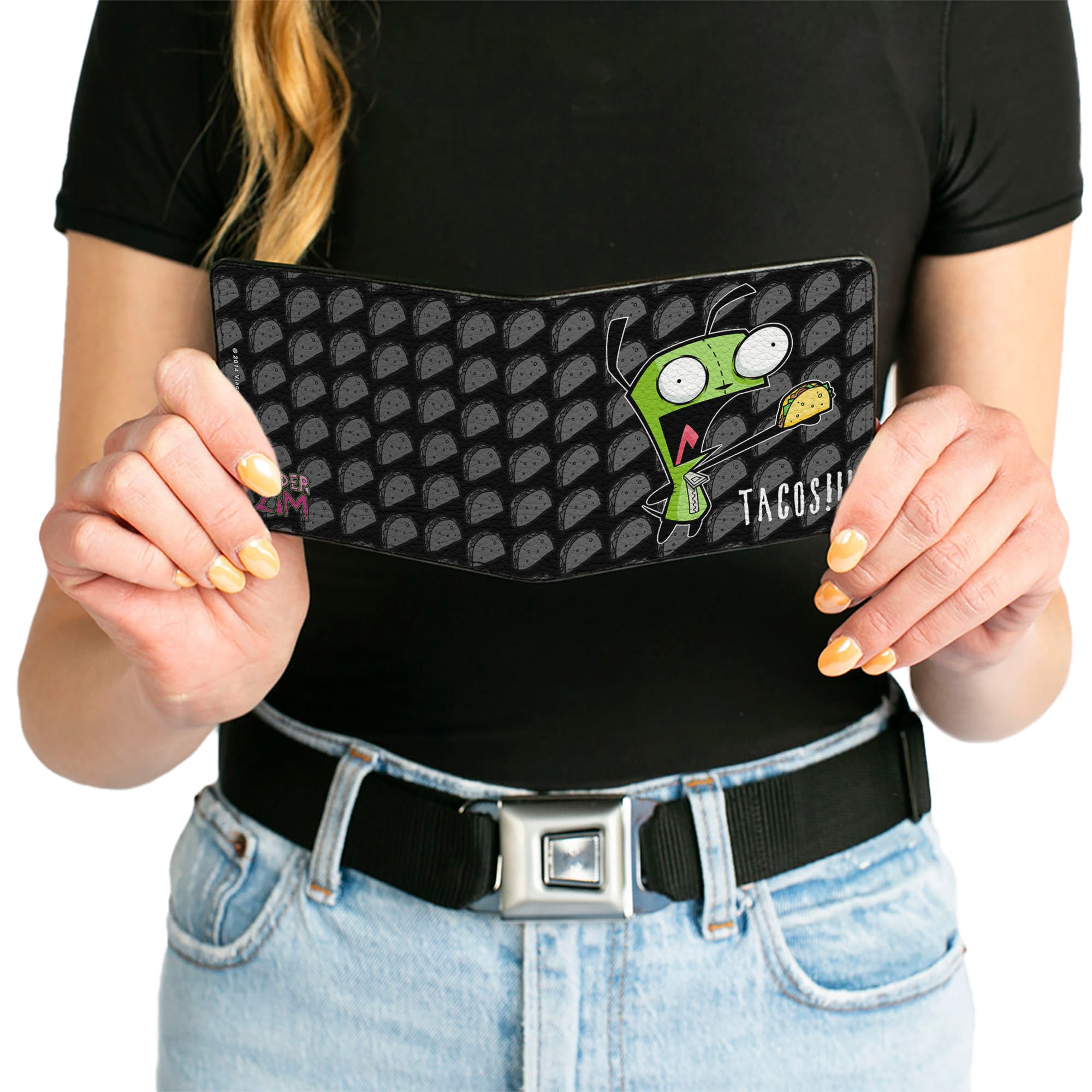 Bi-Fold Wallet - Invader Zim GIR TACOS!!! Pose Taco Monogram Black/Gray Bi-Fold Wallets Invader Zim