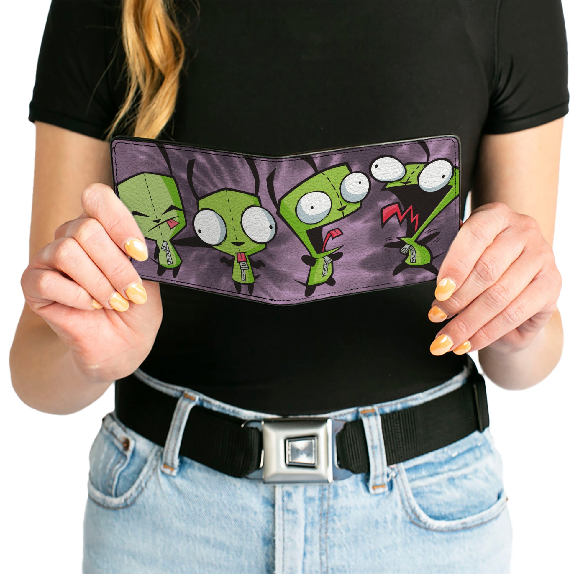 Bi-Fold Wallet - Invader Zim GIR Dog Poses Tie Dye Purples Bi-Fold Wallets Invader Zim