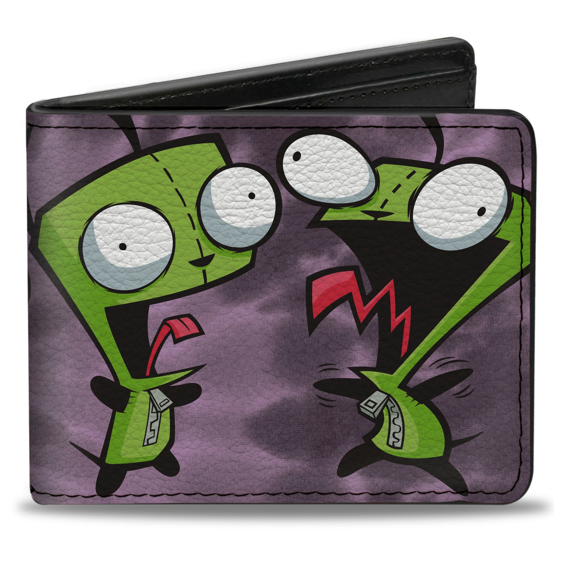 Bi-Fold Wallet - Invader Zim GIR Dog Poses Tie Dye Purples Bi-Fold Wallets Invader Zim