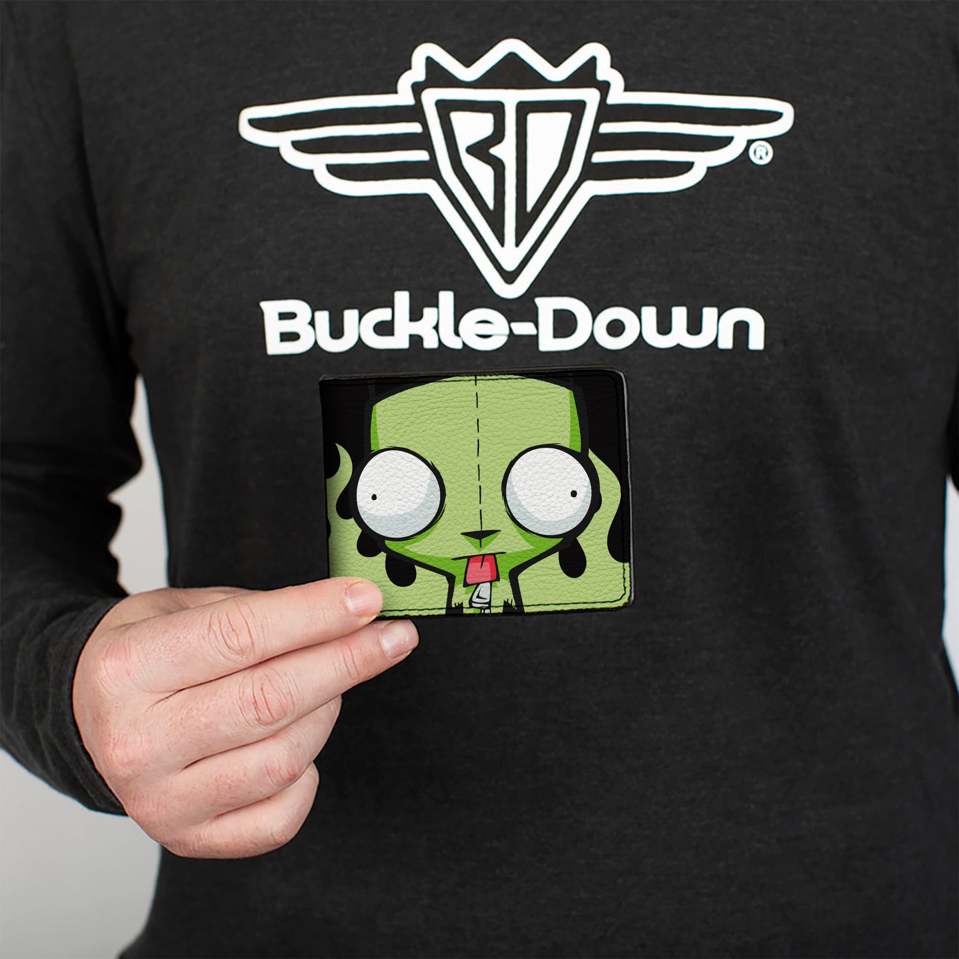 Bi-Fold Wallet - Invader Zim GIR Dog Tongue Out Pose Black/Green Bi-Fold Wallets Invader Zim