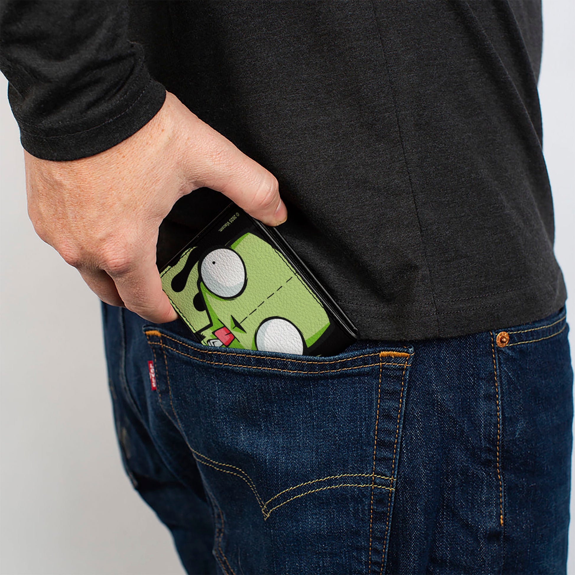 Bi-Fold Wallet - Invader Zim GIR Dog Tongue Out Pose Black/Green Bi-Fold Wallets Invader Zim