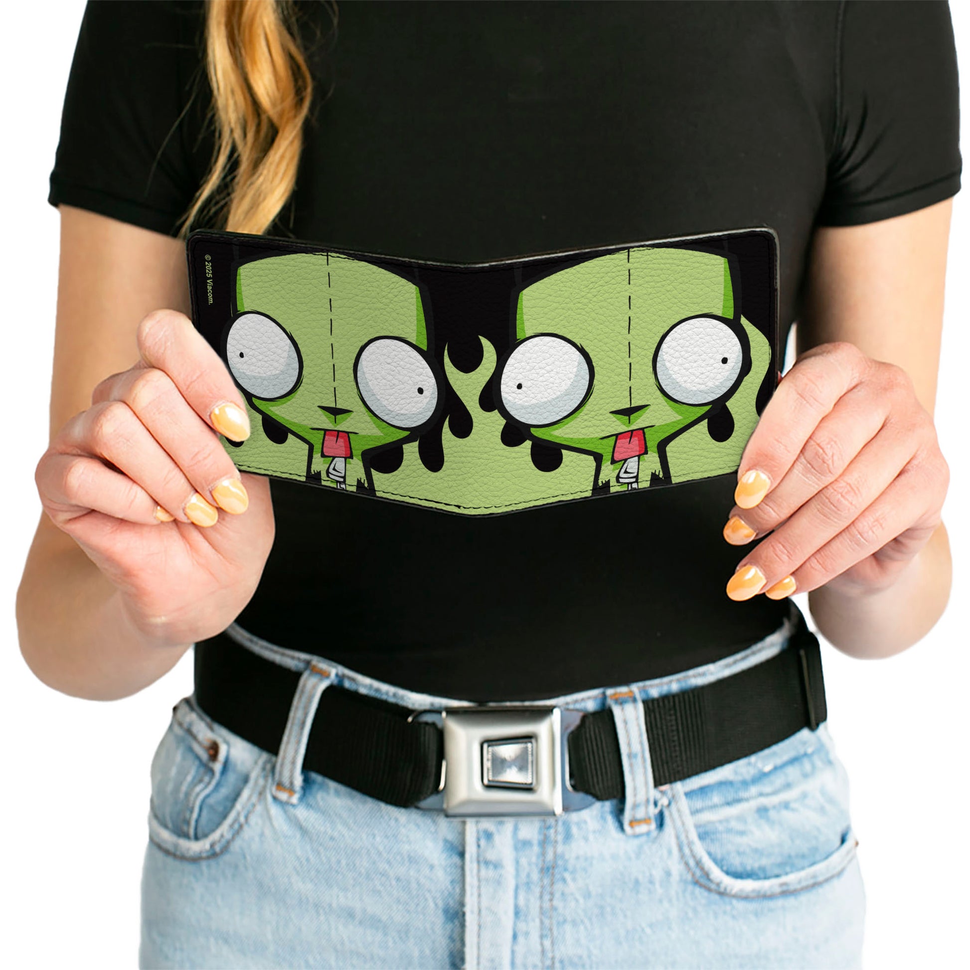 Bi-Fold Wallet - Invader Zim GIR Dog Tongue Out Pose Black/Green Bi-Fold Wallets Invader Zim