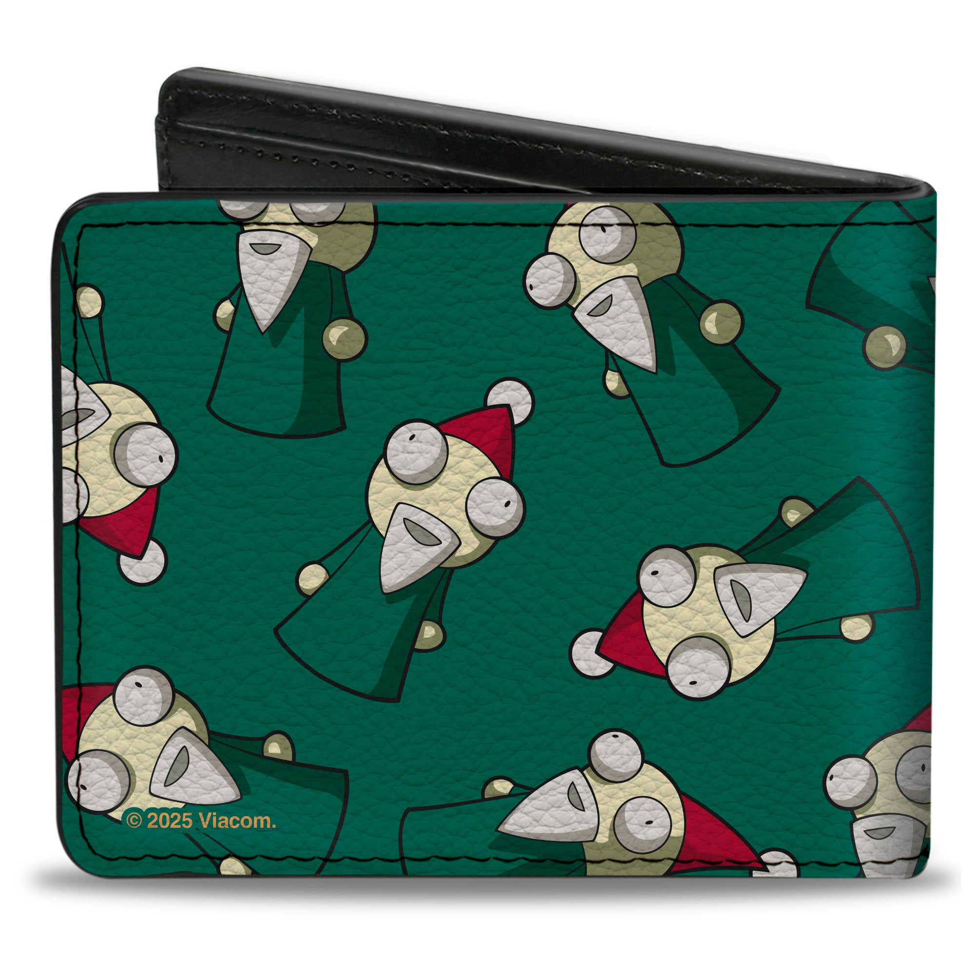 Bi-Fold Wallet - INVADER ZIM Lawn Gnome Scattered and Title Logo Green Bi-Fold Wallets Invader Zim