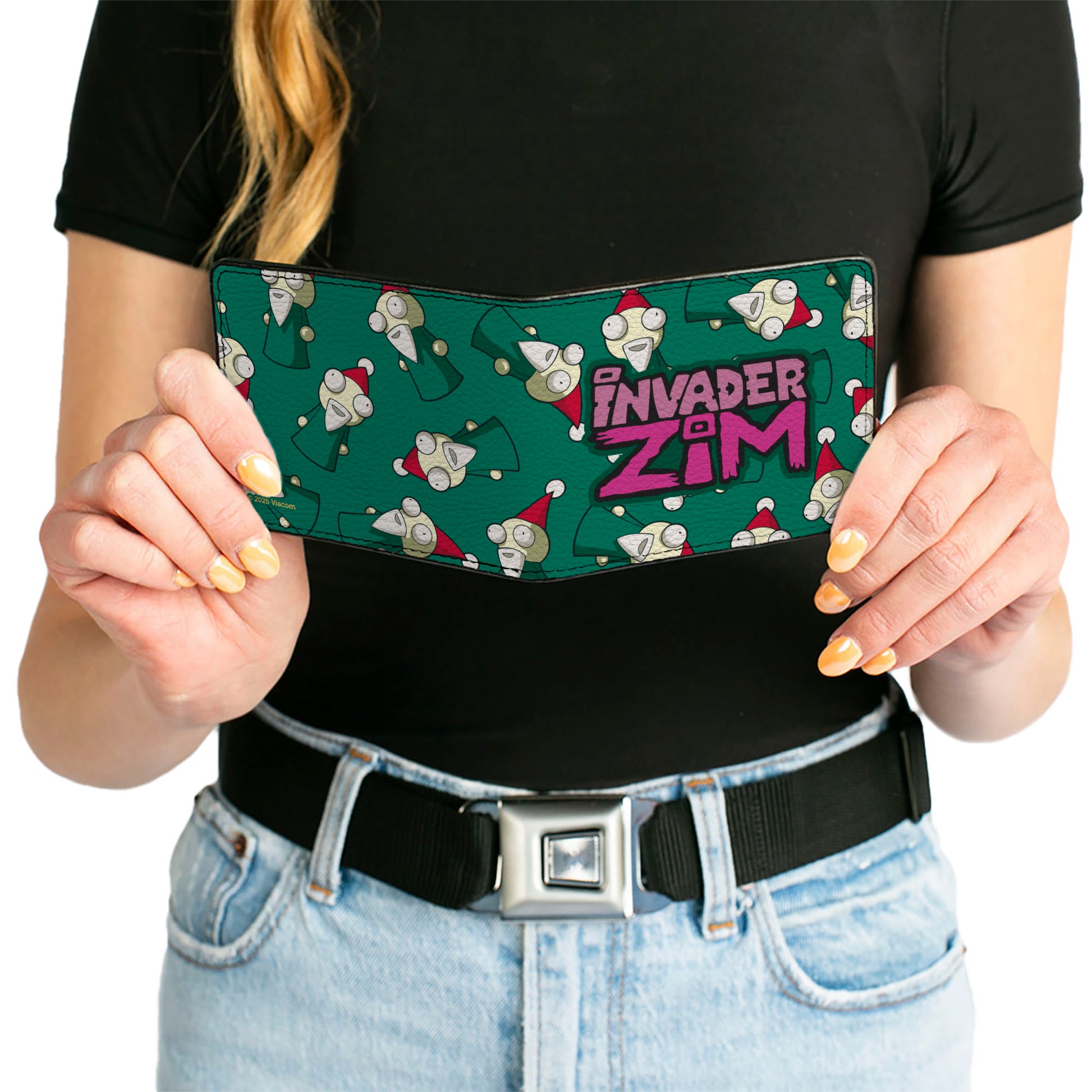 Bi-Fold Wallet - INVADER ZIM Lawn Gnome Scattered and Title Logo Green Bi-Fold Wallets Invader Zim