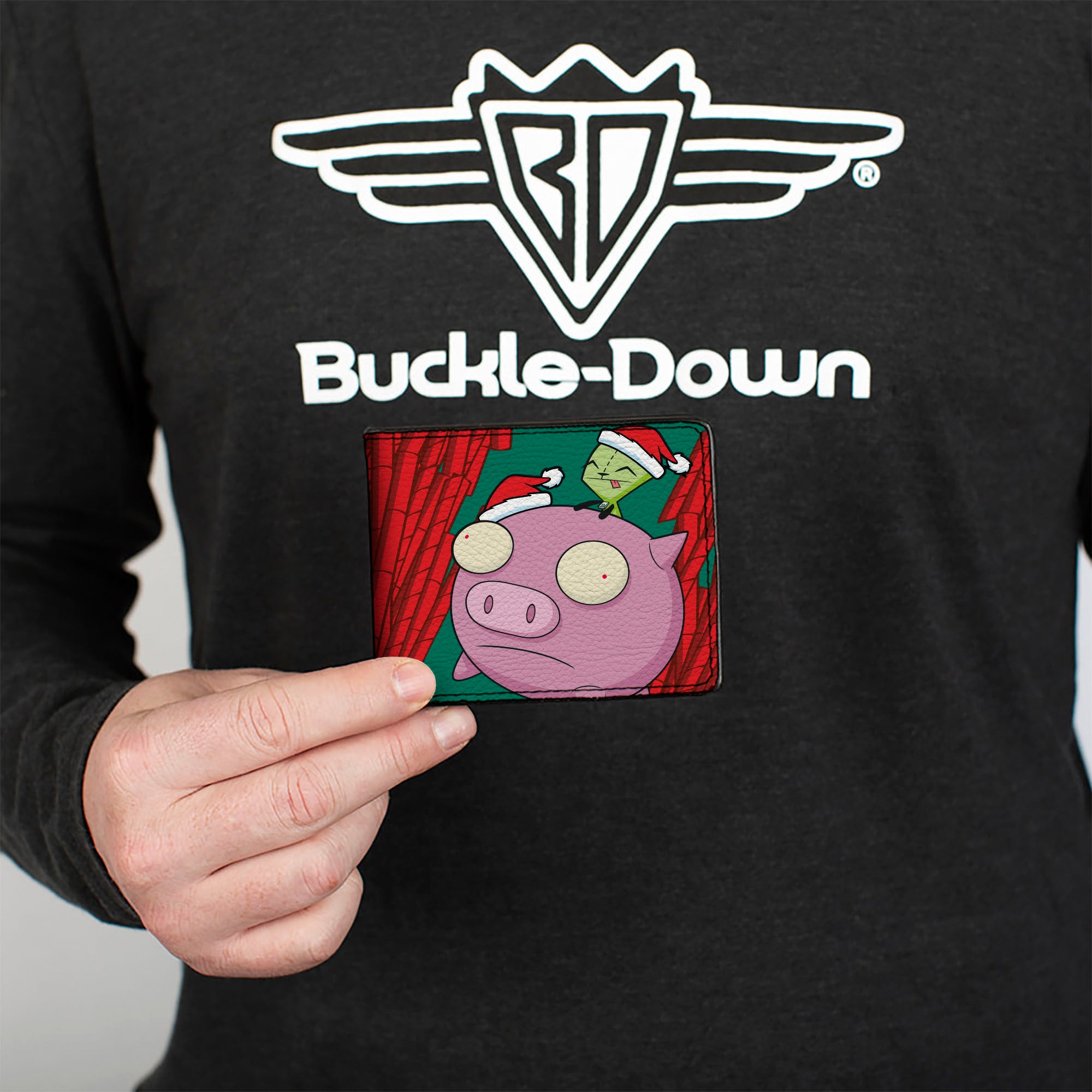 Bi-Fold Wallet - Holiday INVADER ZIM Santa GIR and Santa Piggy Flying Red/Green Bi-Fold Wallets Invader Zim